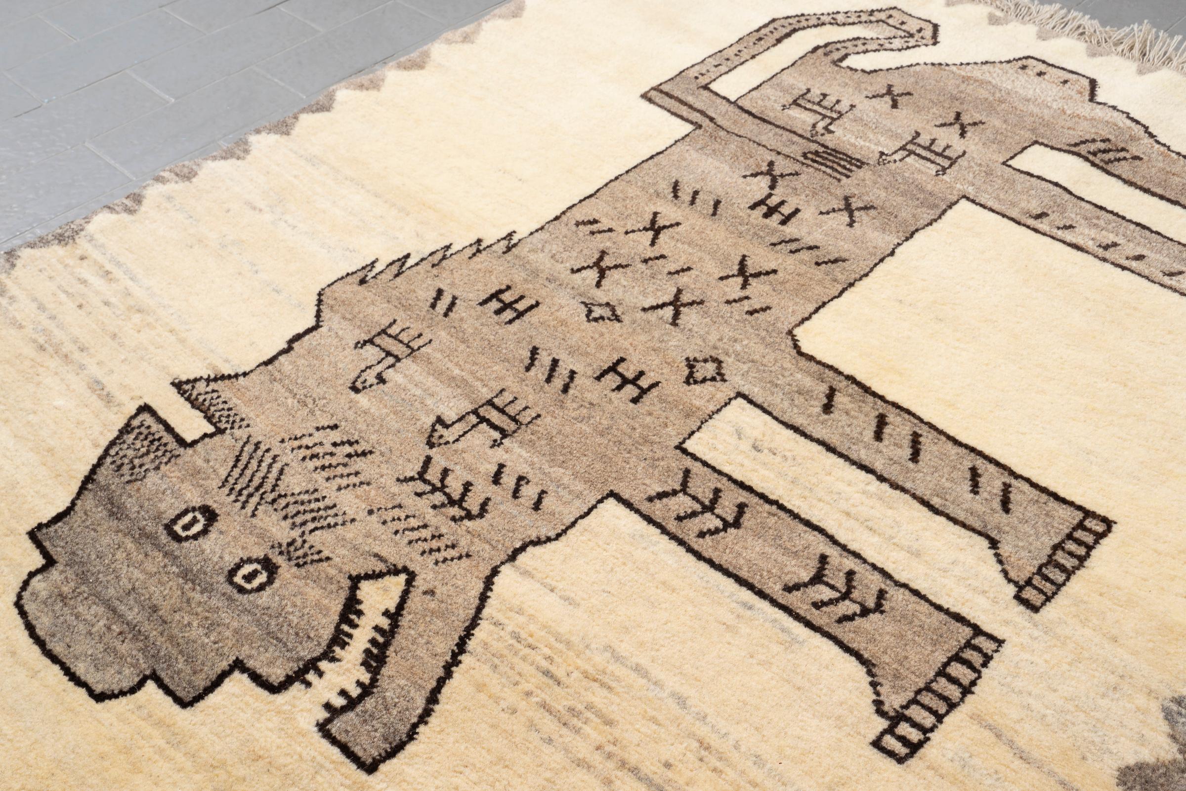 New Weave Qashqai Stone Lion (Shir Sangi Persian Gabbeh Rug 2