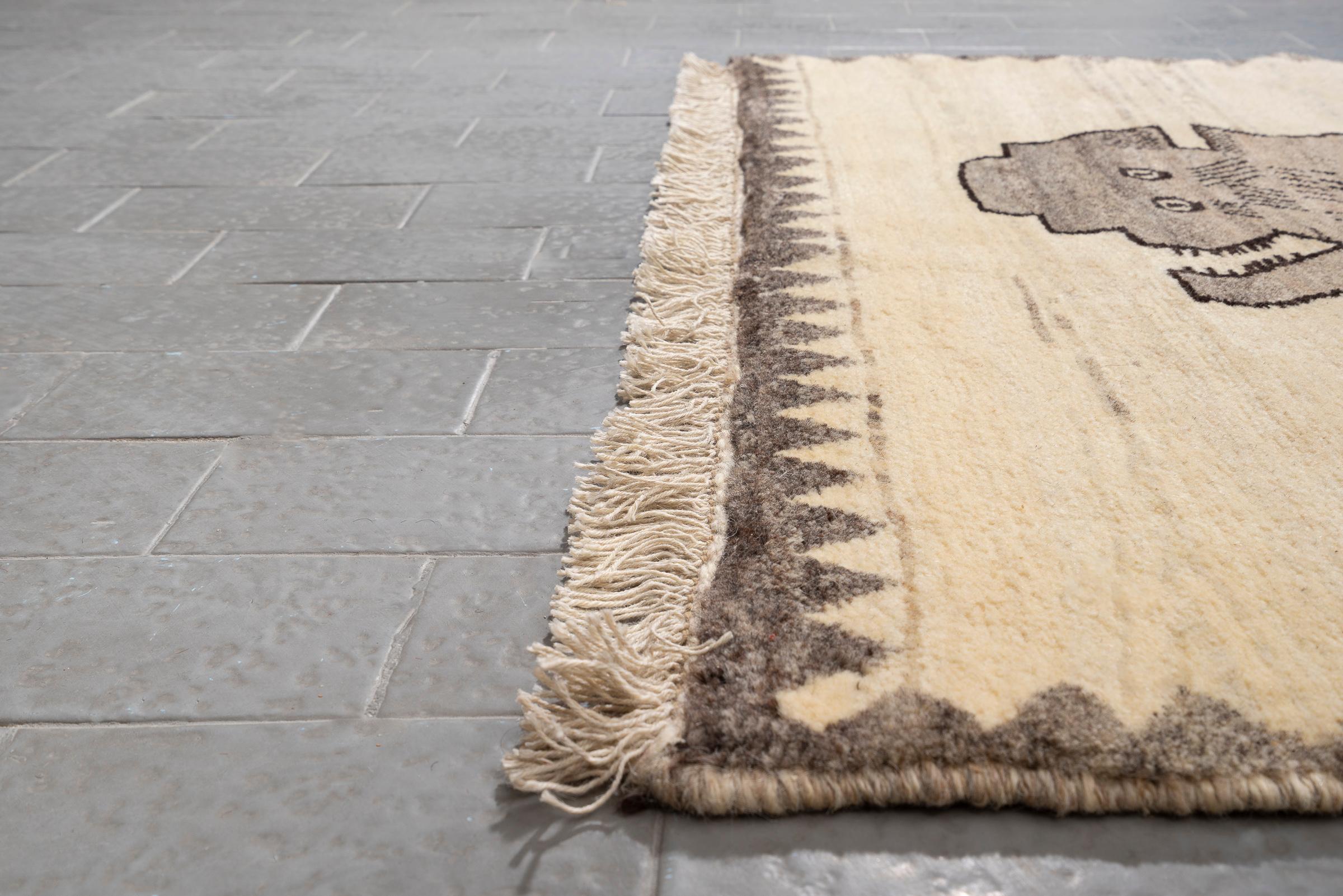 New Weave Qashqai Stone Lion (Shir Sangi Persian Gabbeh Rug 2