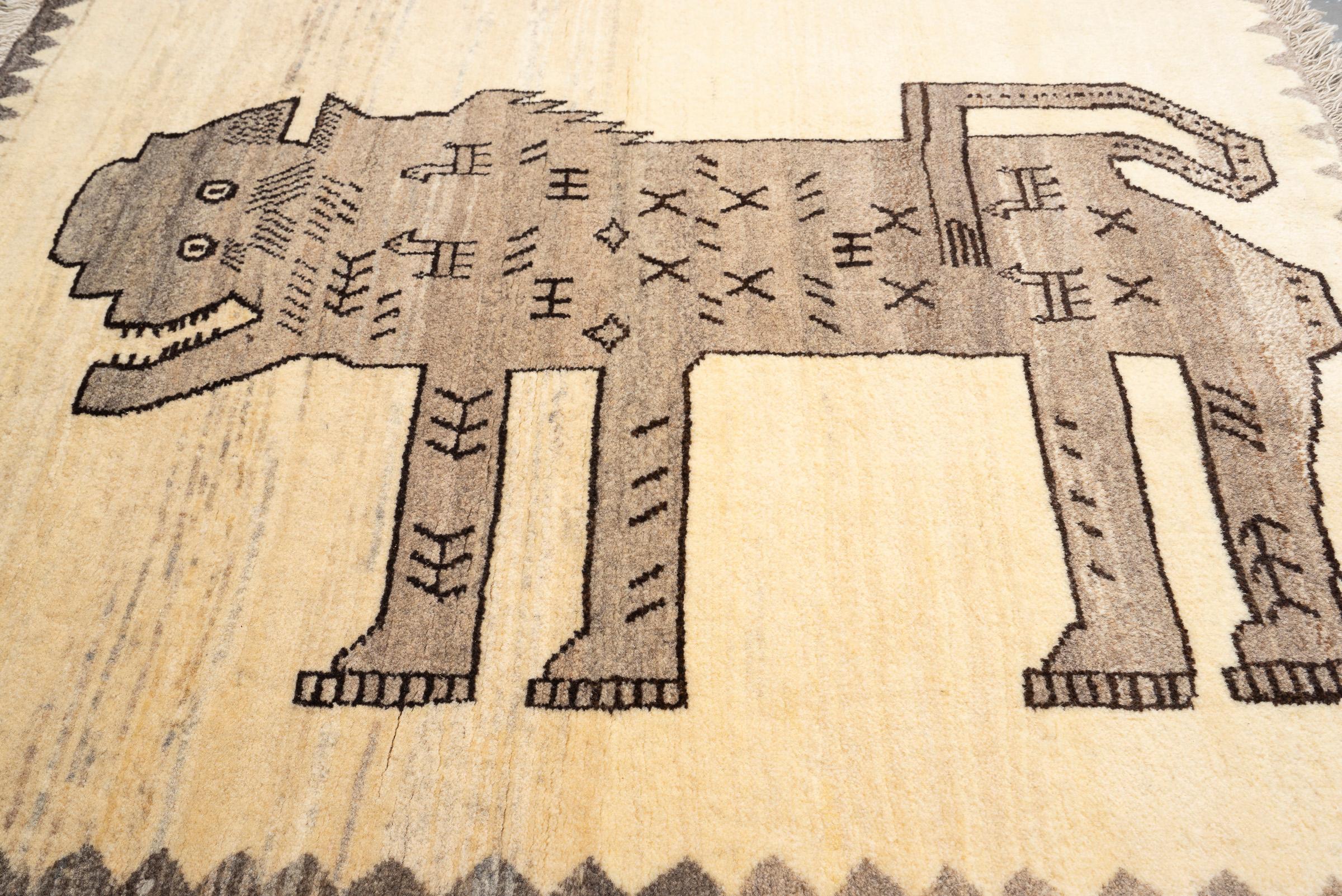 New Weave Qashqai Stone Lion (Shir Sangi Persian Gabbeh Rug 2