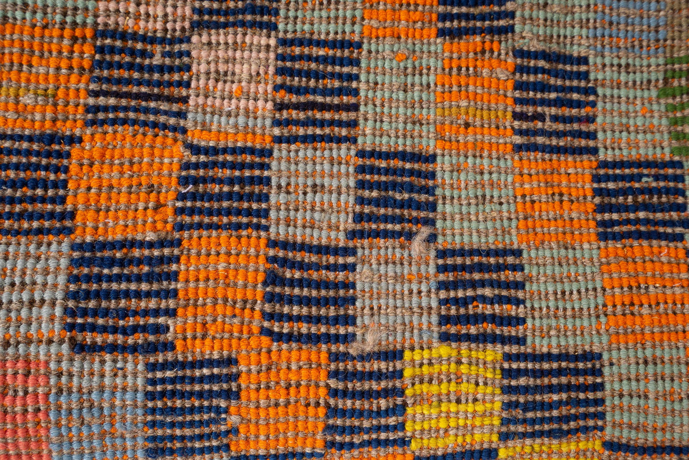 Vintage Qashqai Checkered Persian Gabbeh Rug