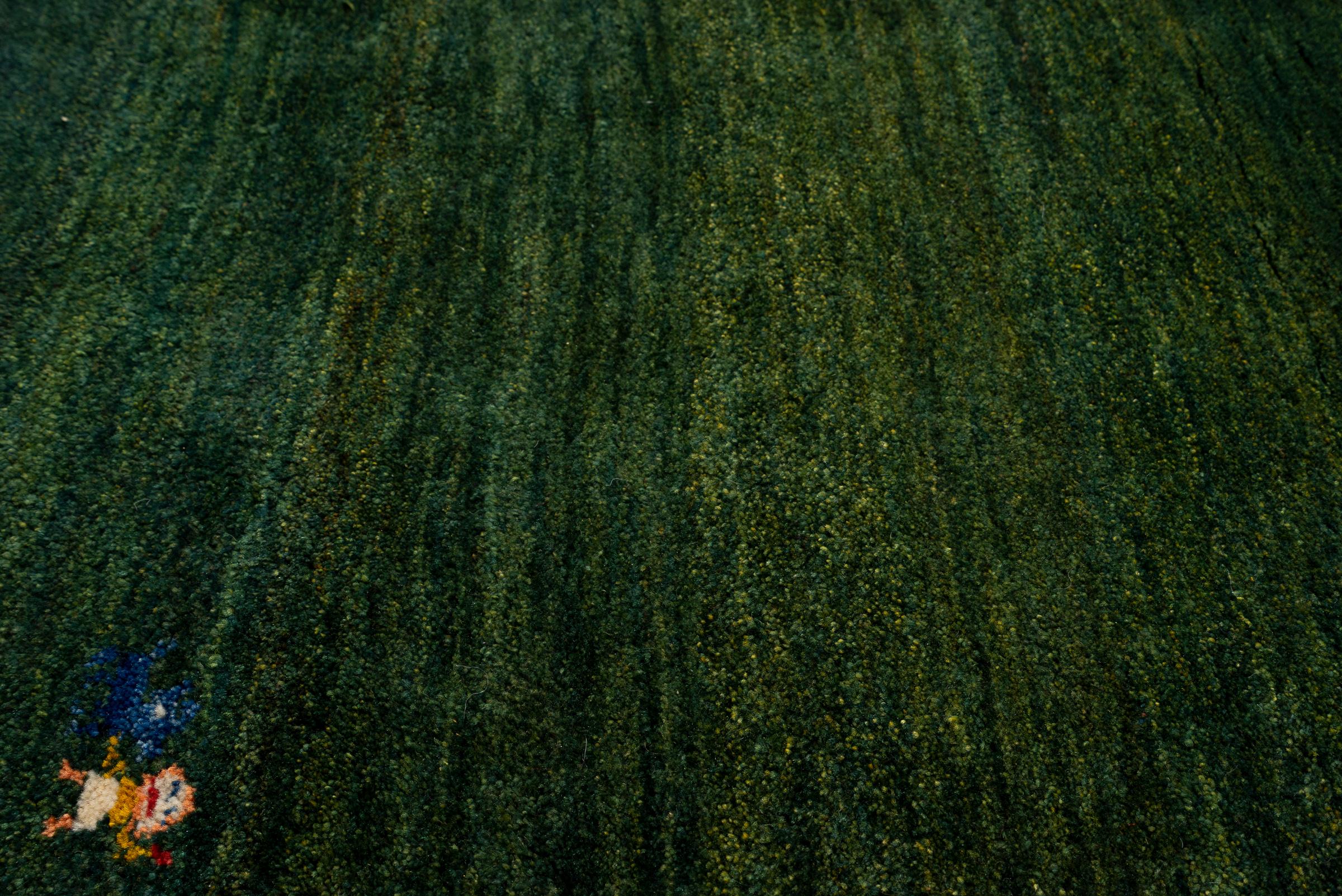 New Weave Qashqai Lori plain Green Persian Rug