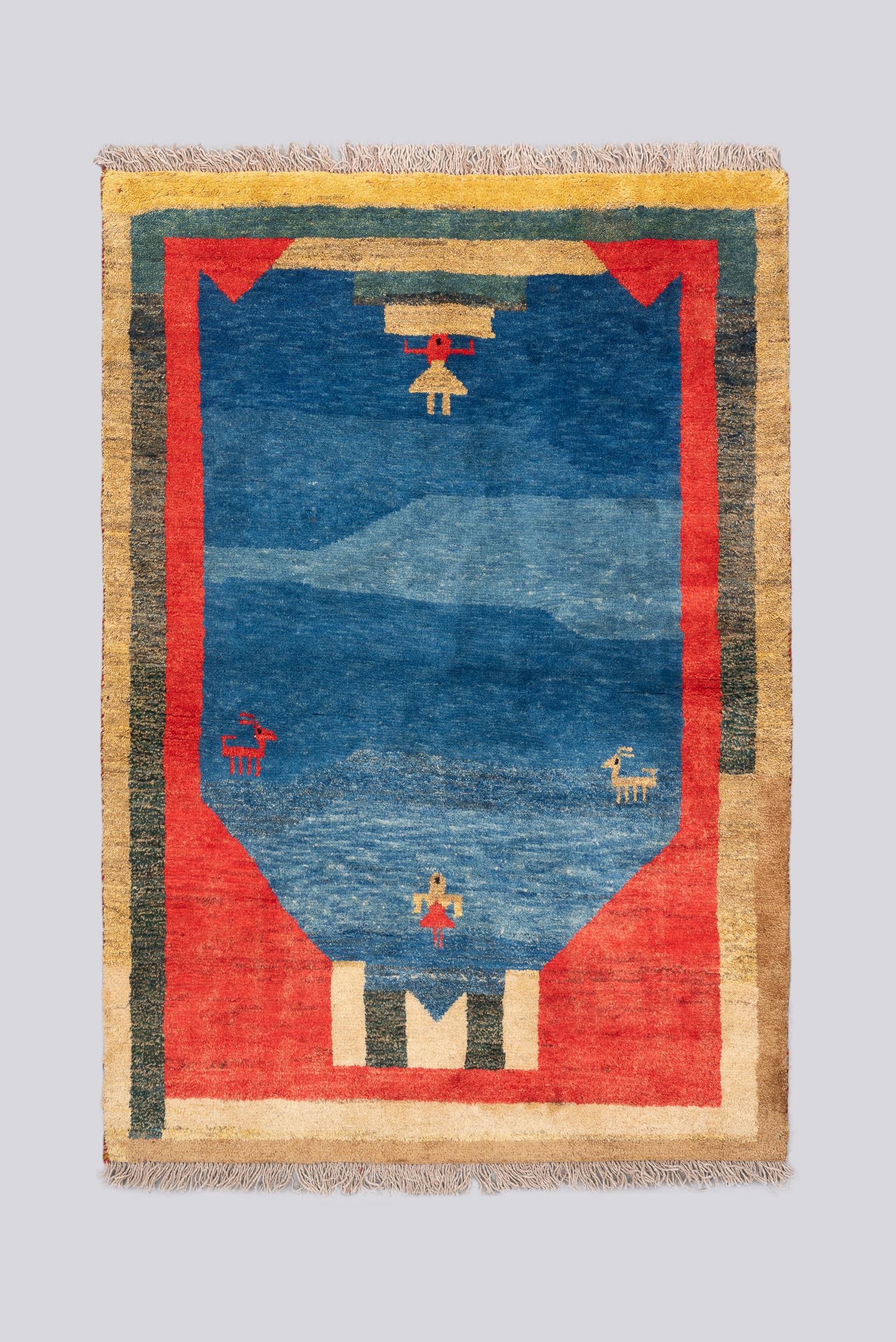 Vintage Qashqai Blue Fields Gabbeh 1.9SQM