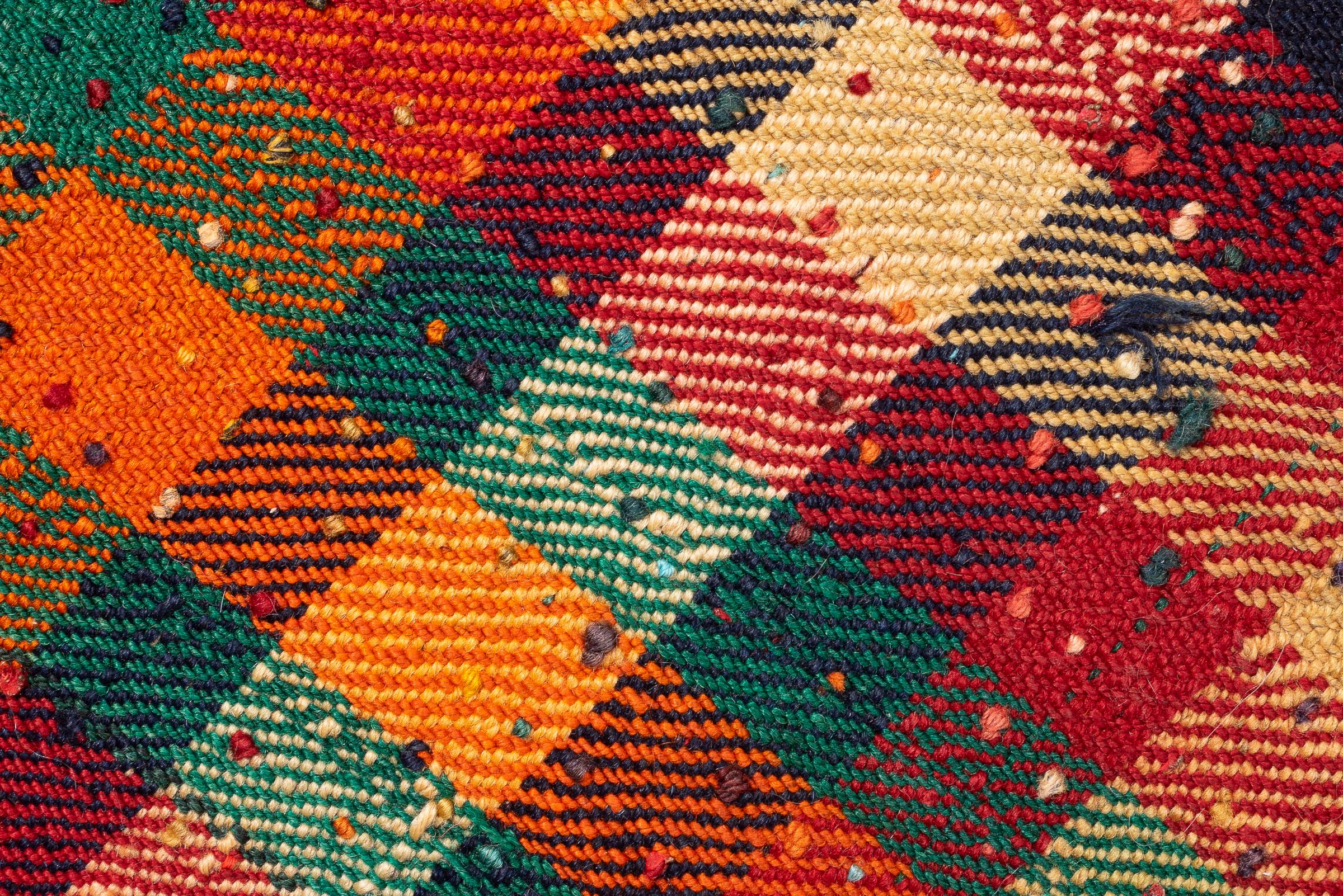 Vintage Qashqai Checkered Persian Jajim Flatweave