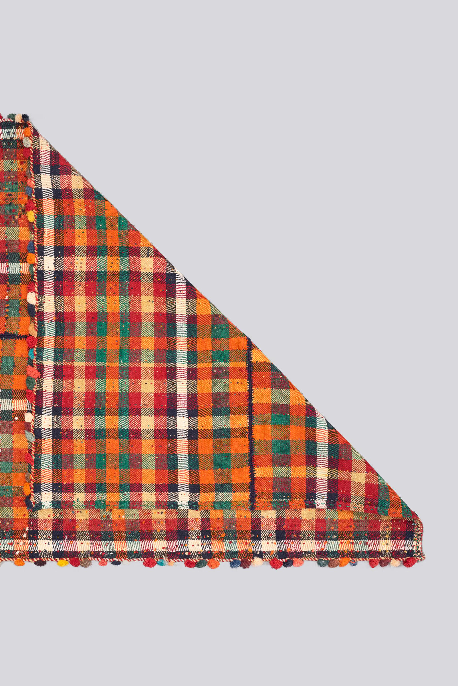 Vintage Qashqai Checkered Persian Jajim Flatweave
