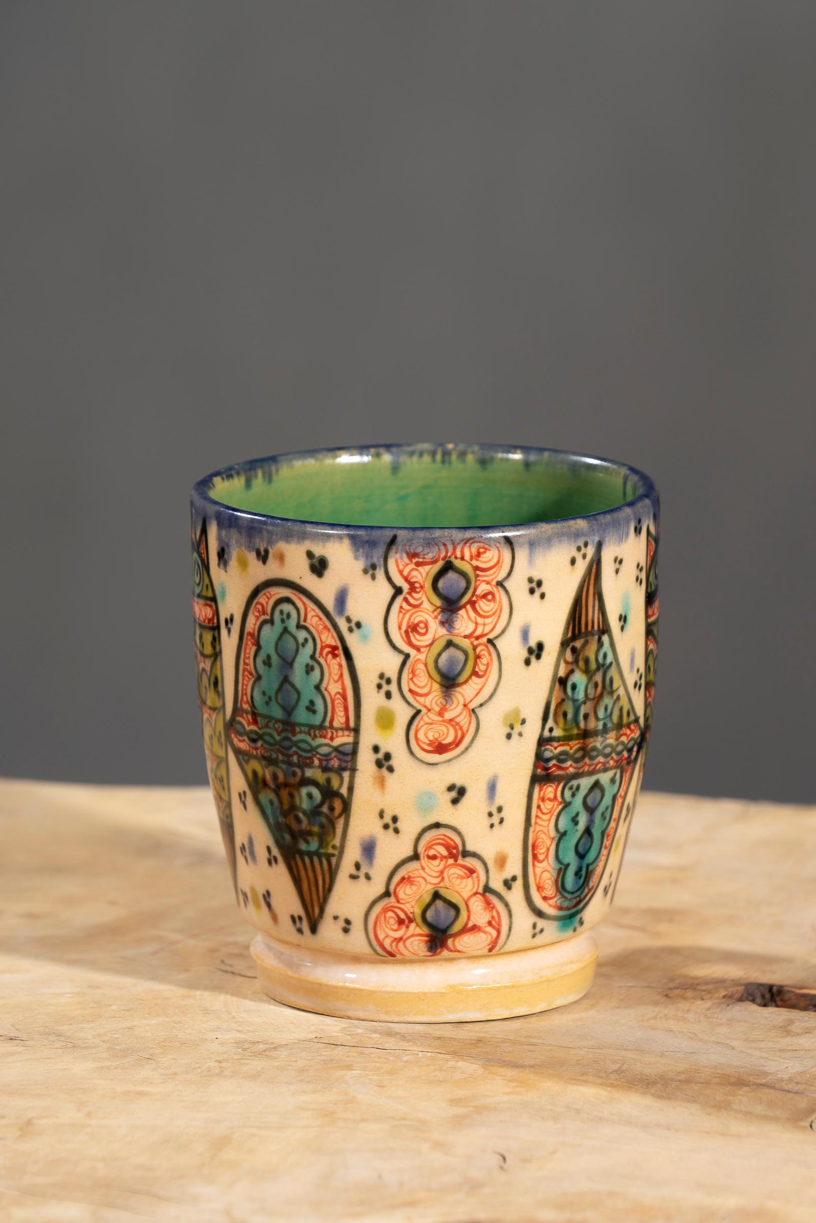 Nishapur Ceramics Hand Painted Handled Large Mug