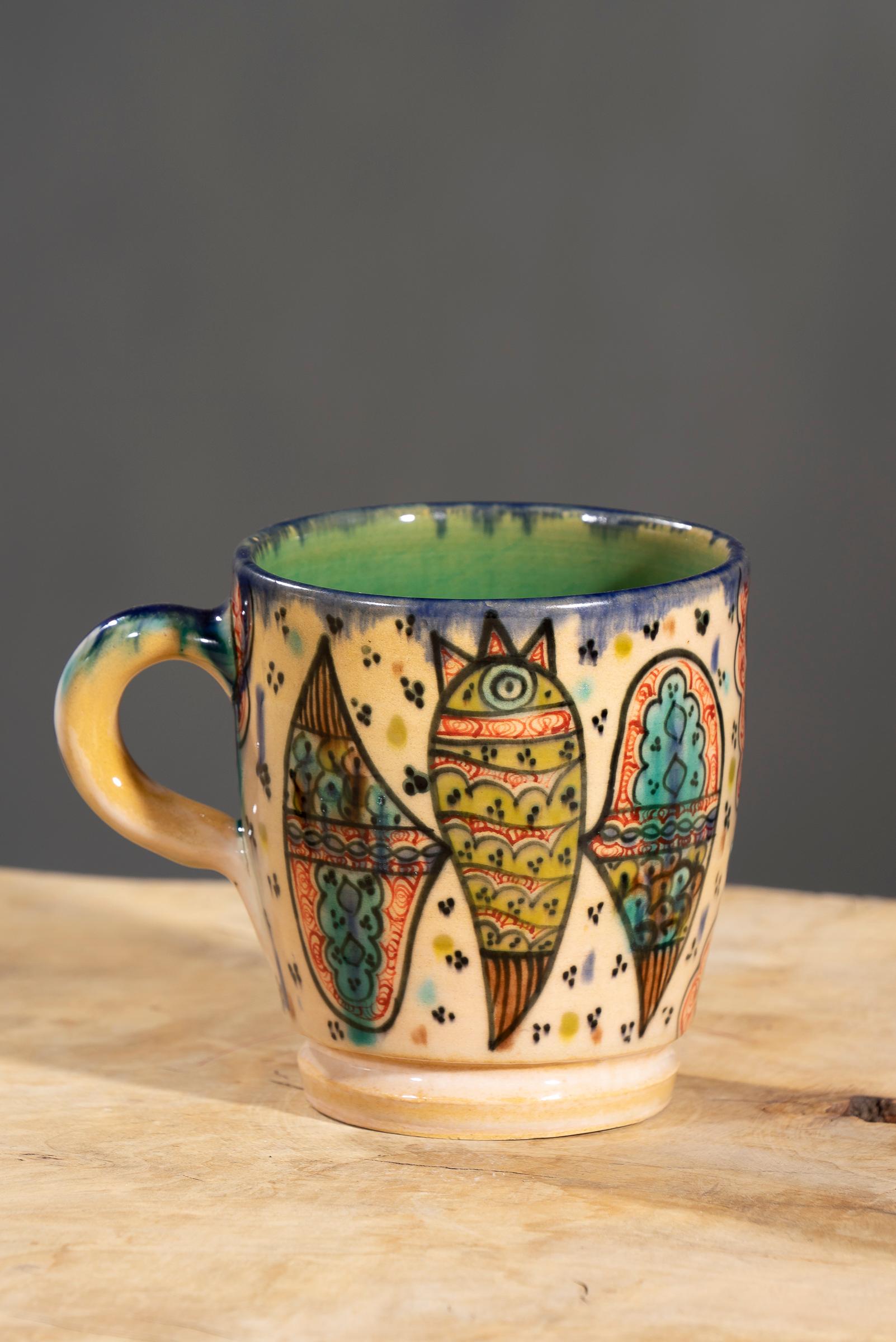 Nishapur Ceramics Hand Painted Handled Large Mug