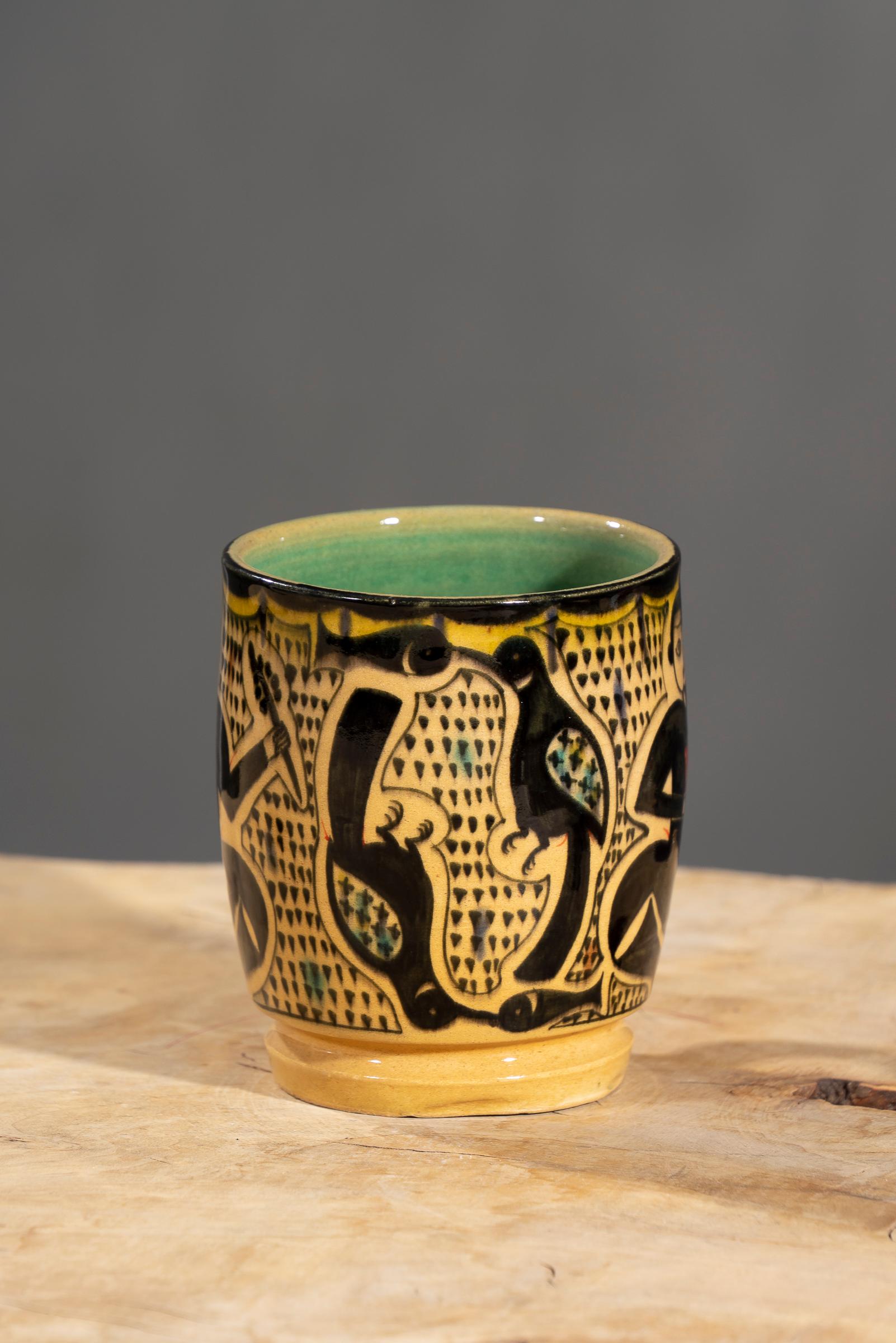 Nishapur Ceramics Hand Painted Handled Large Mug