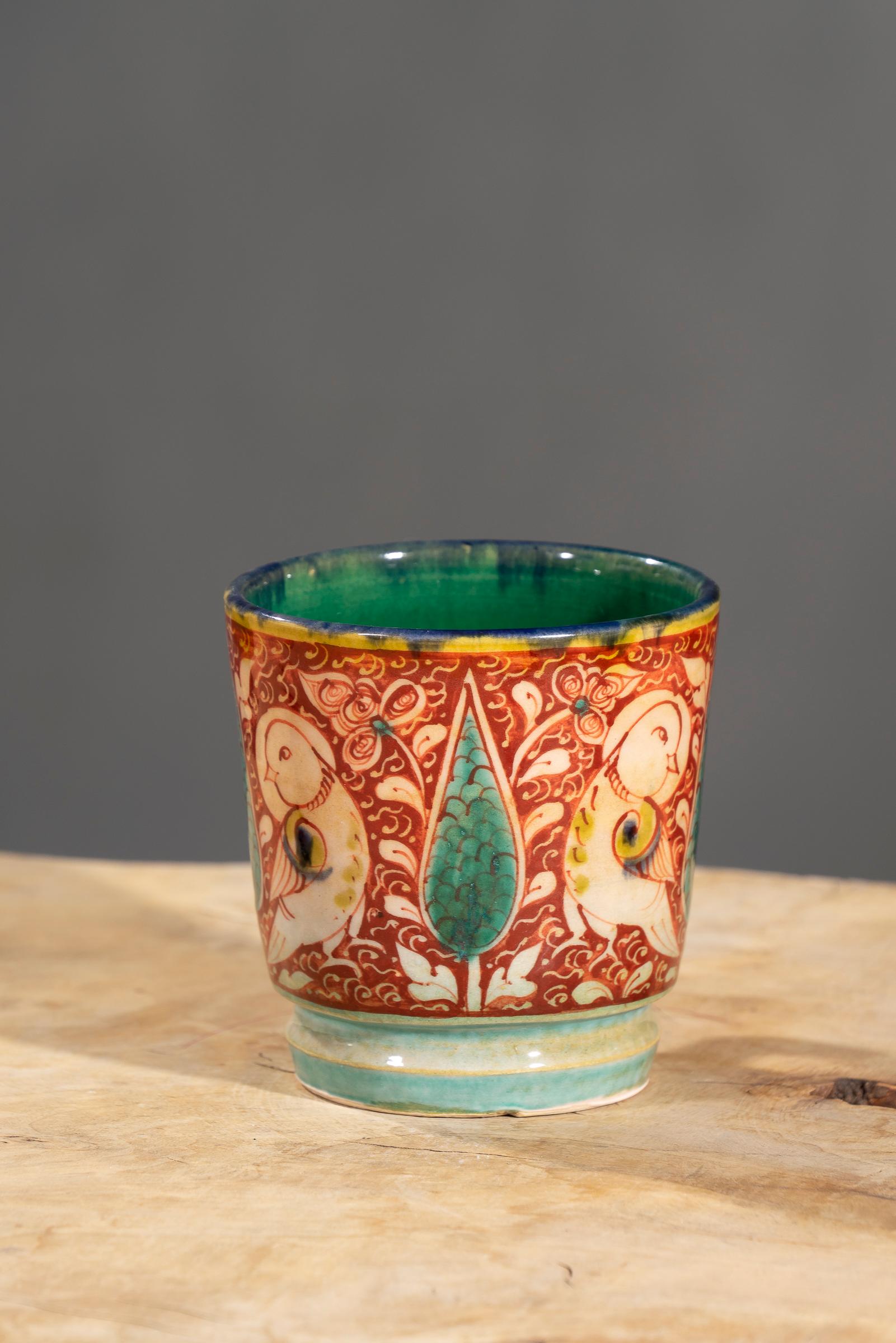 Nishapur Ceramics Hand Painted Handled Large Mug