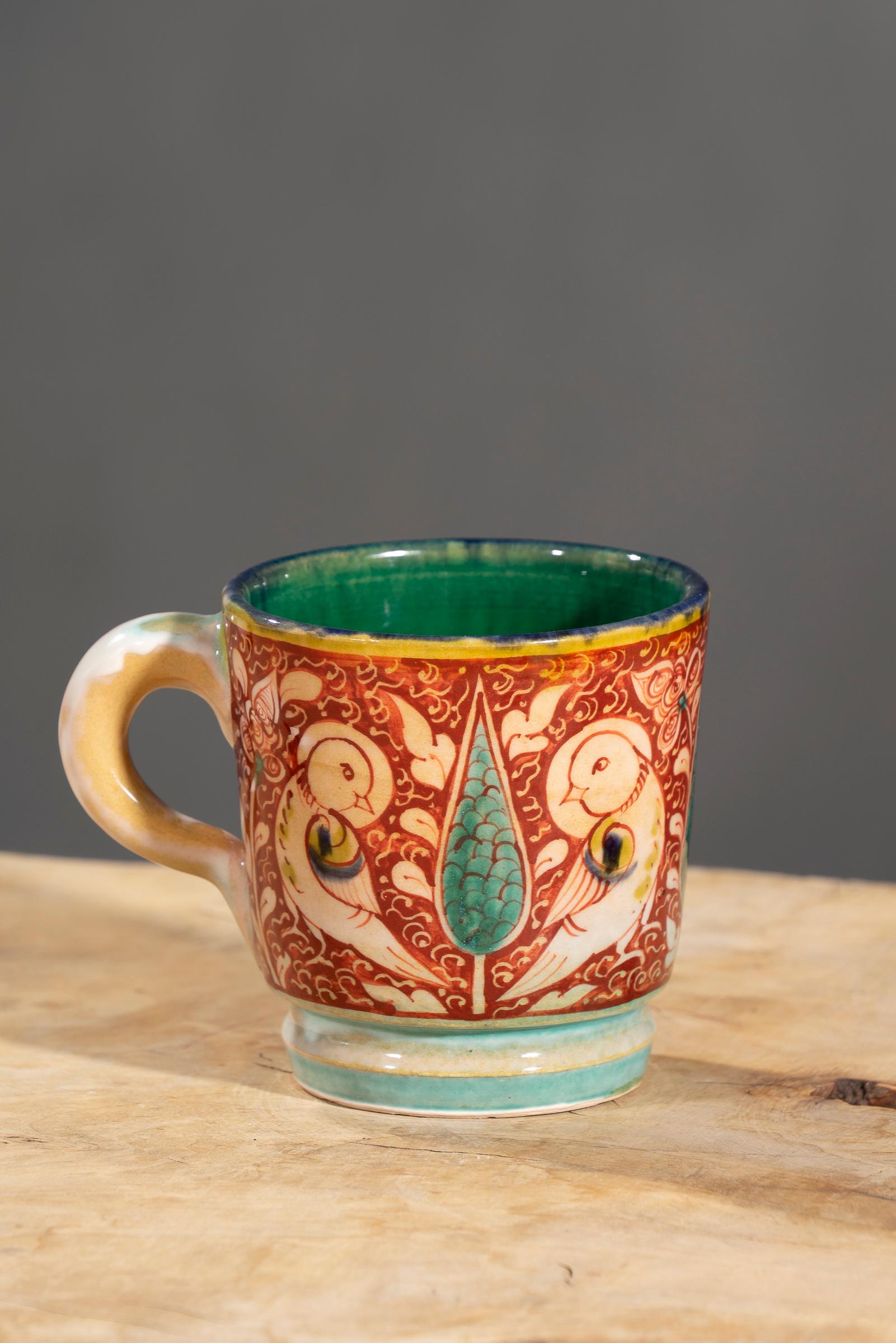 Nishapur Ceramics Hand Painted Handled Large Mug