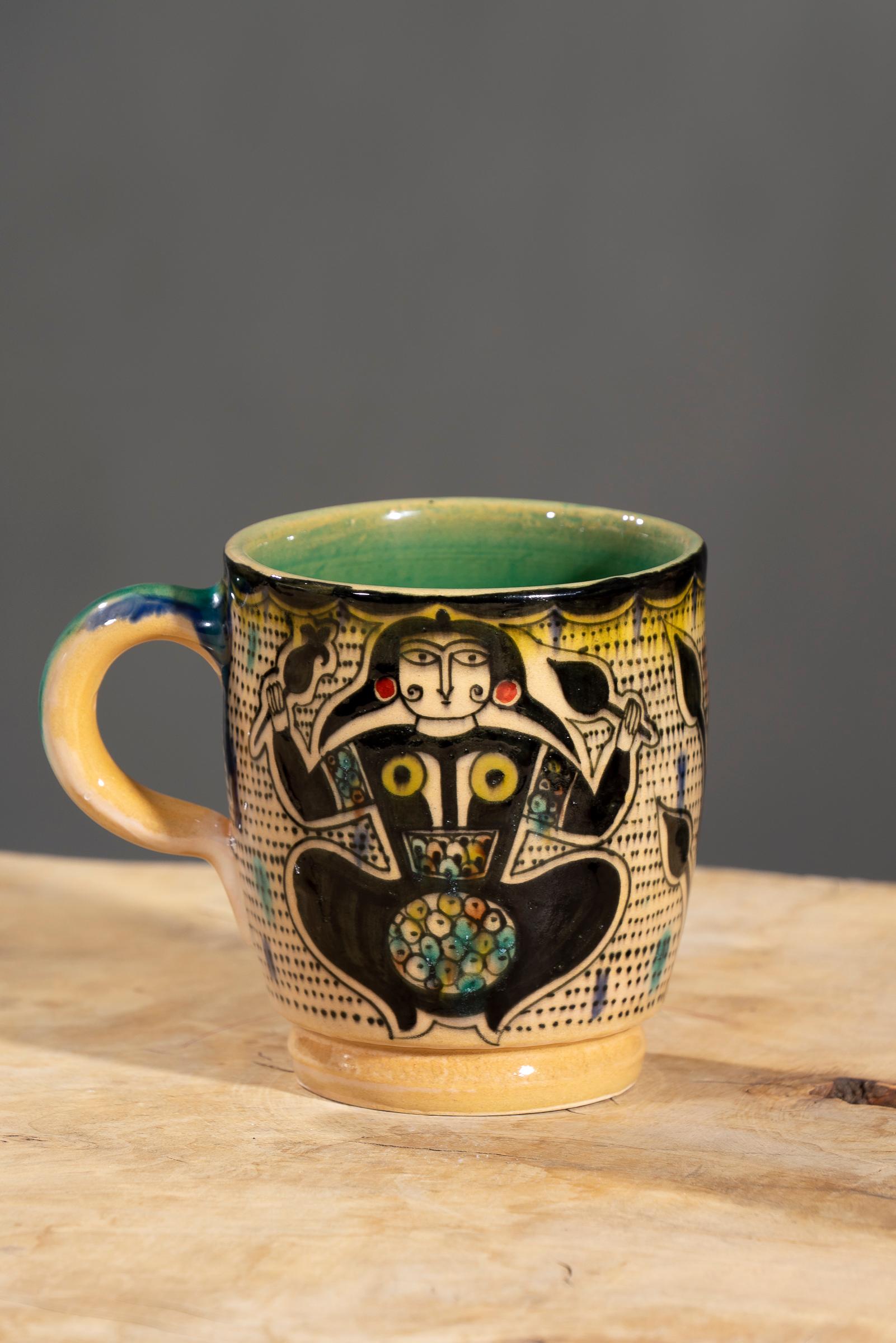 Nishapur Ceramics Hand Painted Handled Large Mug