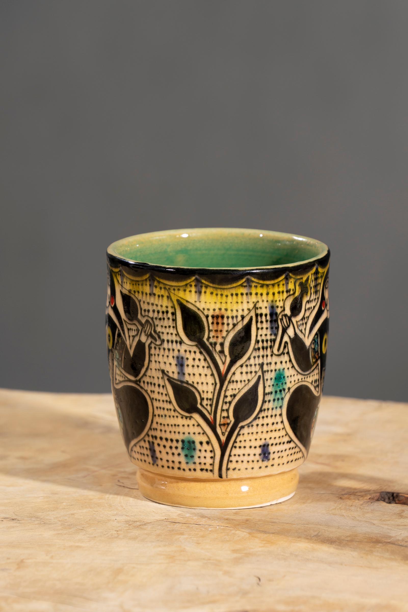 Nishapur Ceramics Hand Painted Handled Large Mug