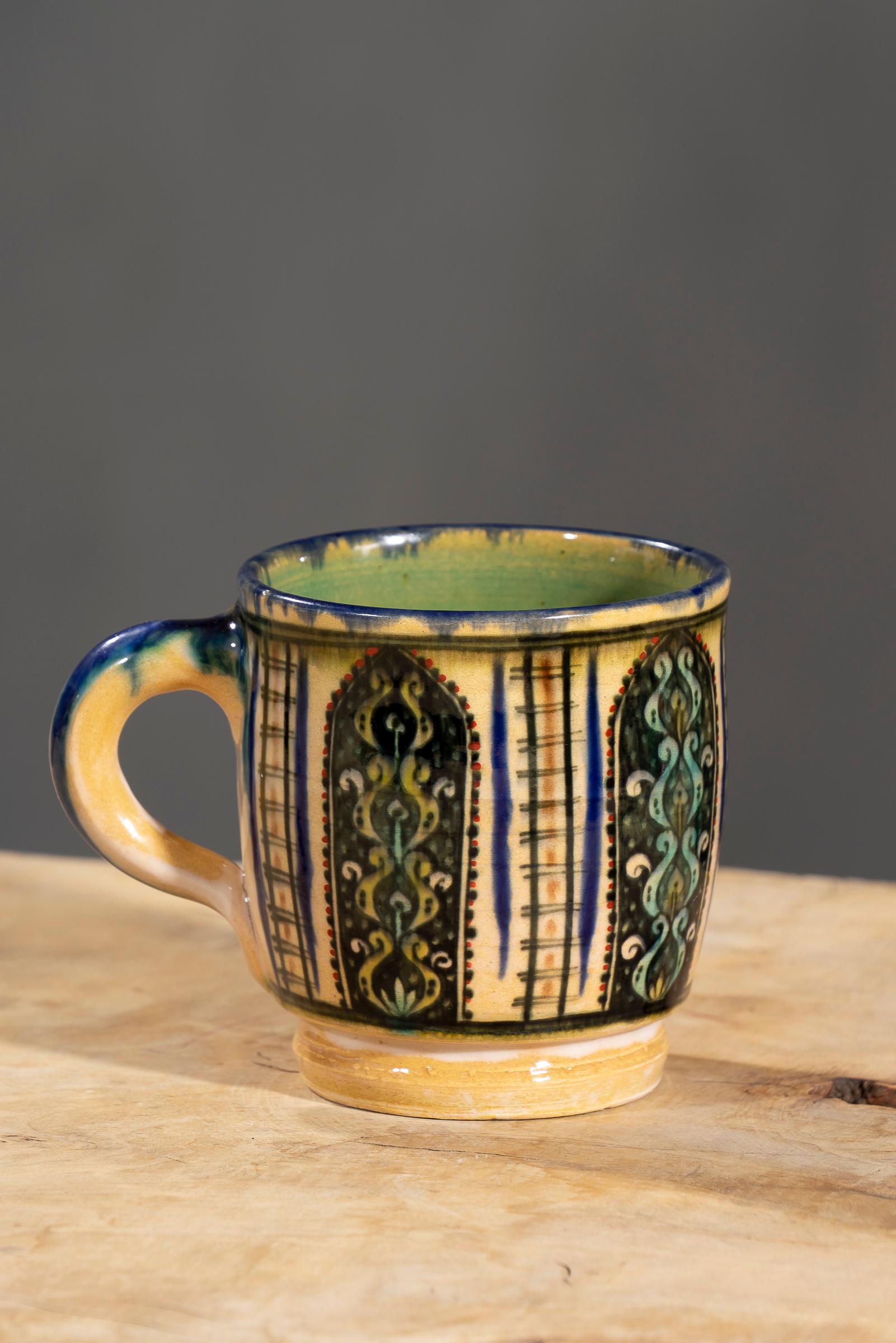 Nishapur Ceramics Hand Painted Handled Large Mug