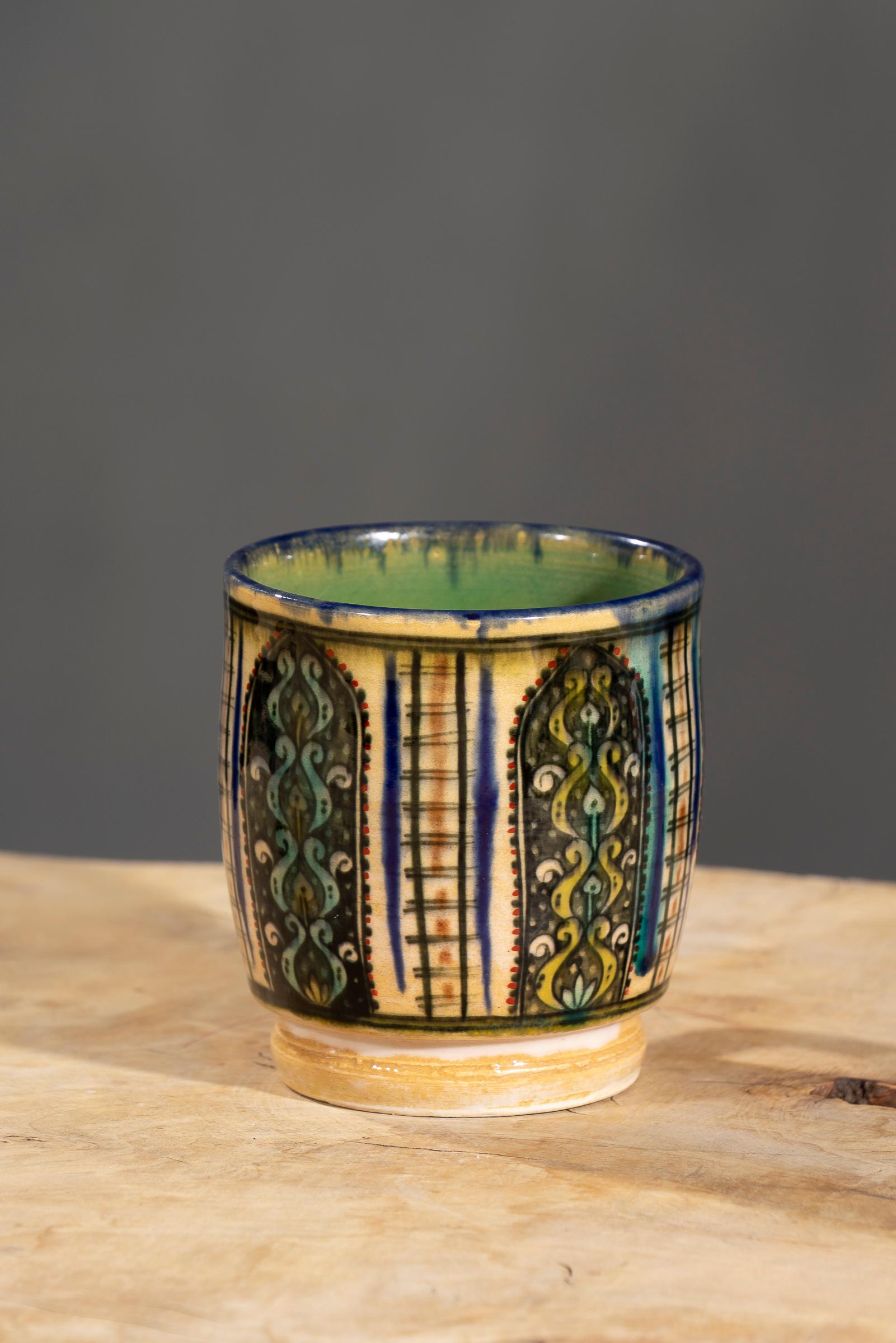 Nishapur Ceramics Hand Painted Handled Large Mug