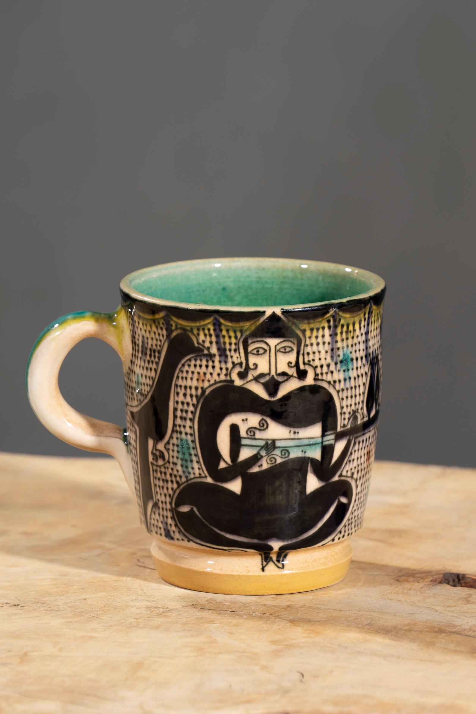 Nishapur Ceramics Hand Painted Handled Large Mug