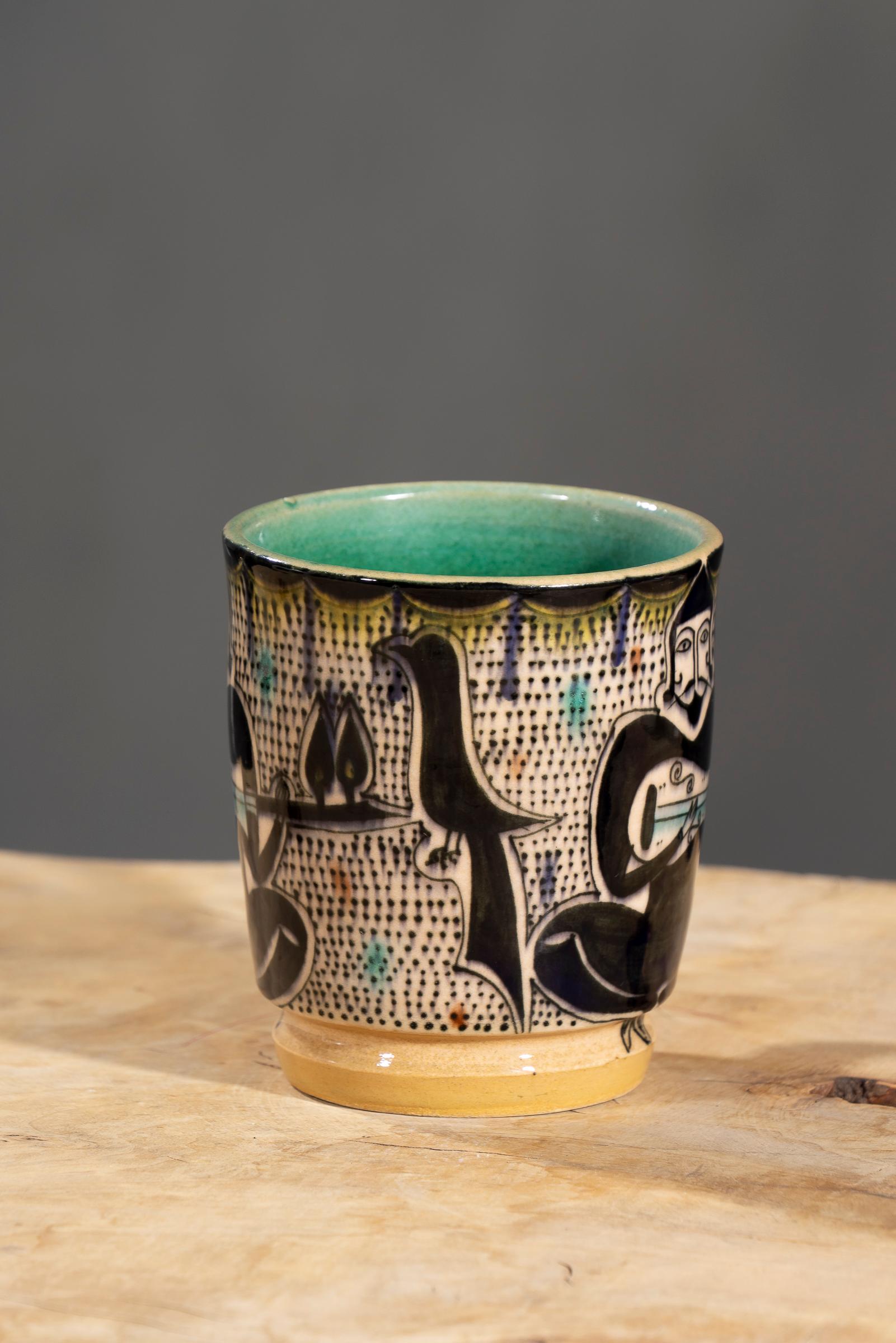 Nishapur Ceramics Hand Painted Handled Large Mug