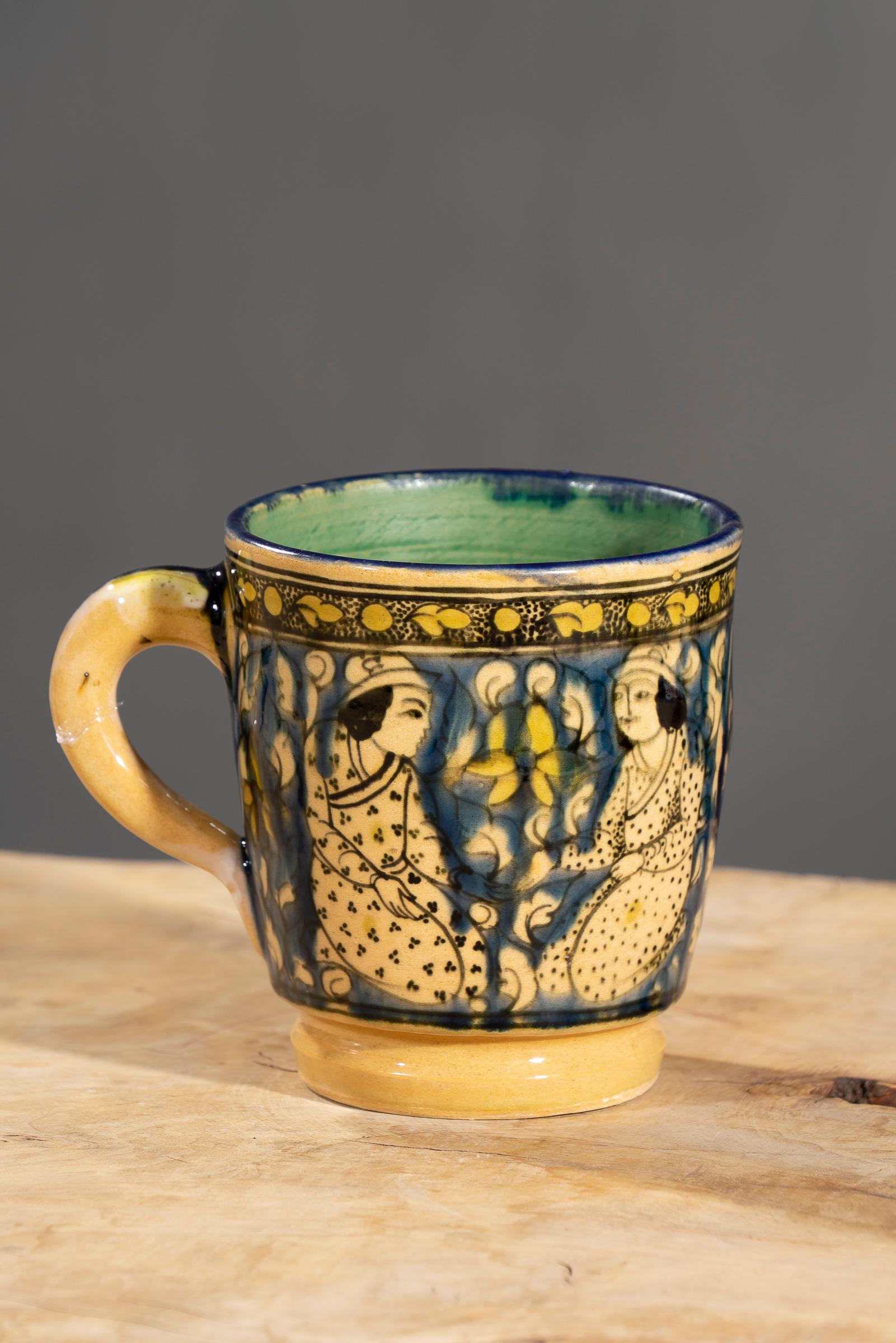 Nishapur Ceramics Hand Painted Large Handel Mug