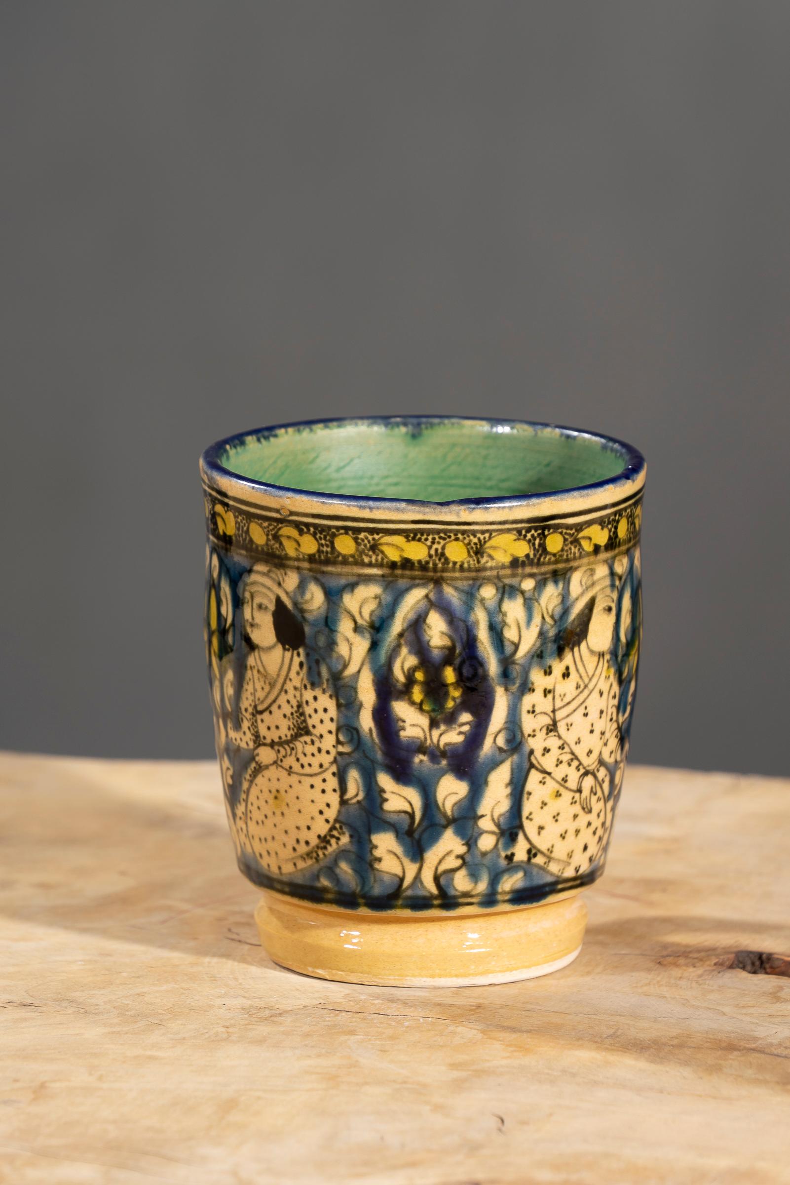 Nishapur Ceramics Hand Painted Large Handel Mug