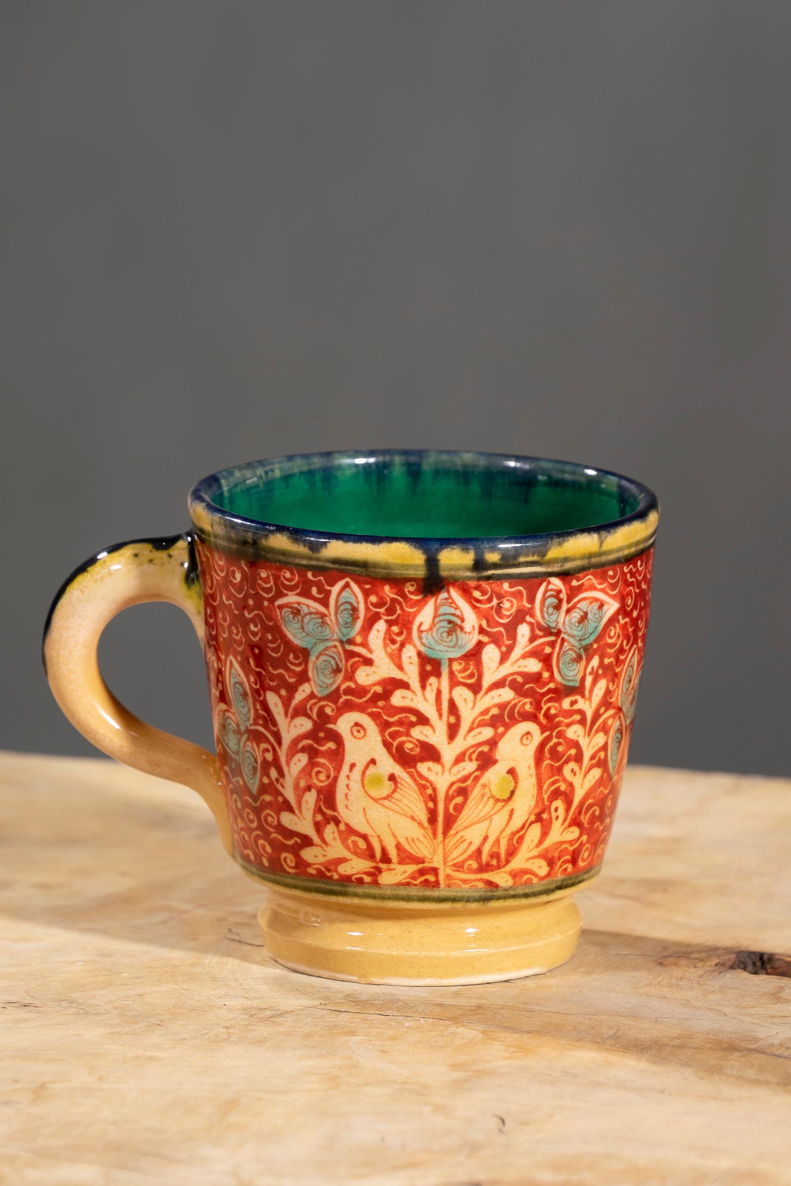 Nishapur Ceramics Hand Painted Large Handel Mug
