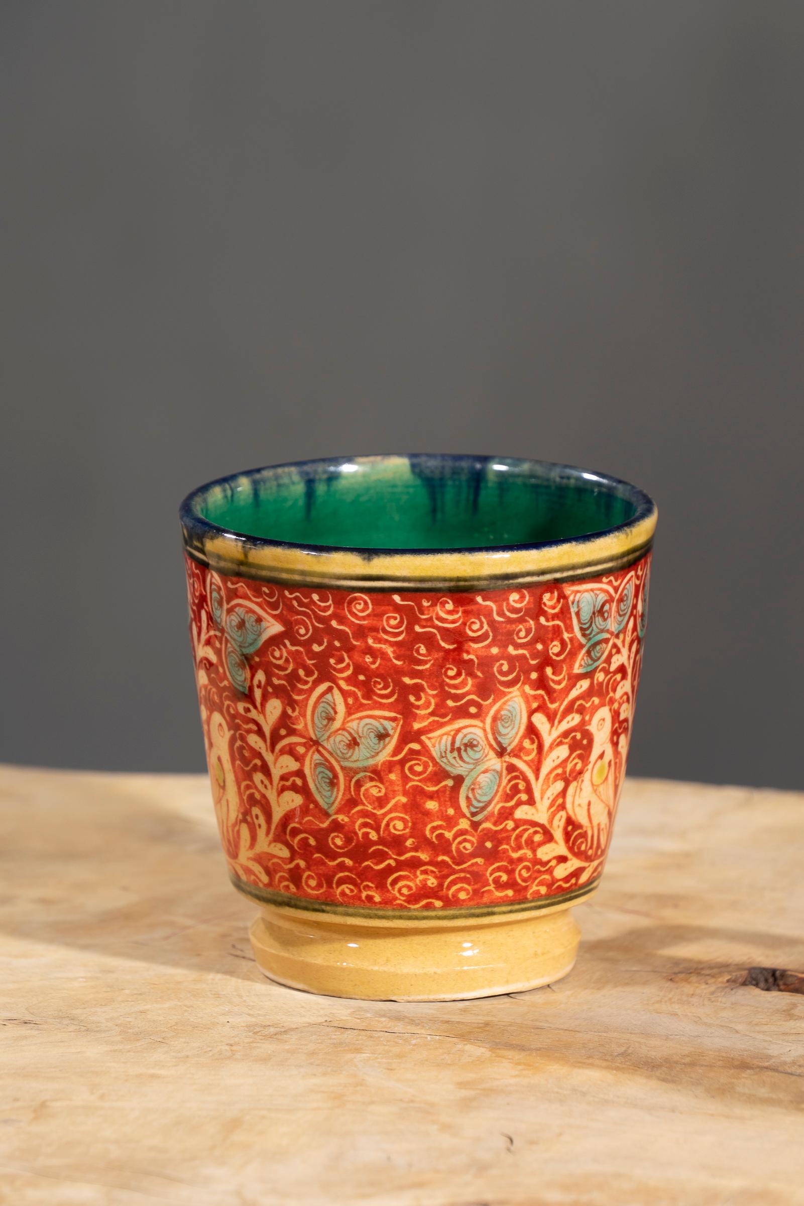 Nishapur Ceramics Hand Painted Large Handel Mug