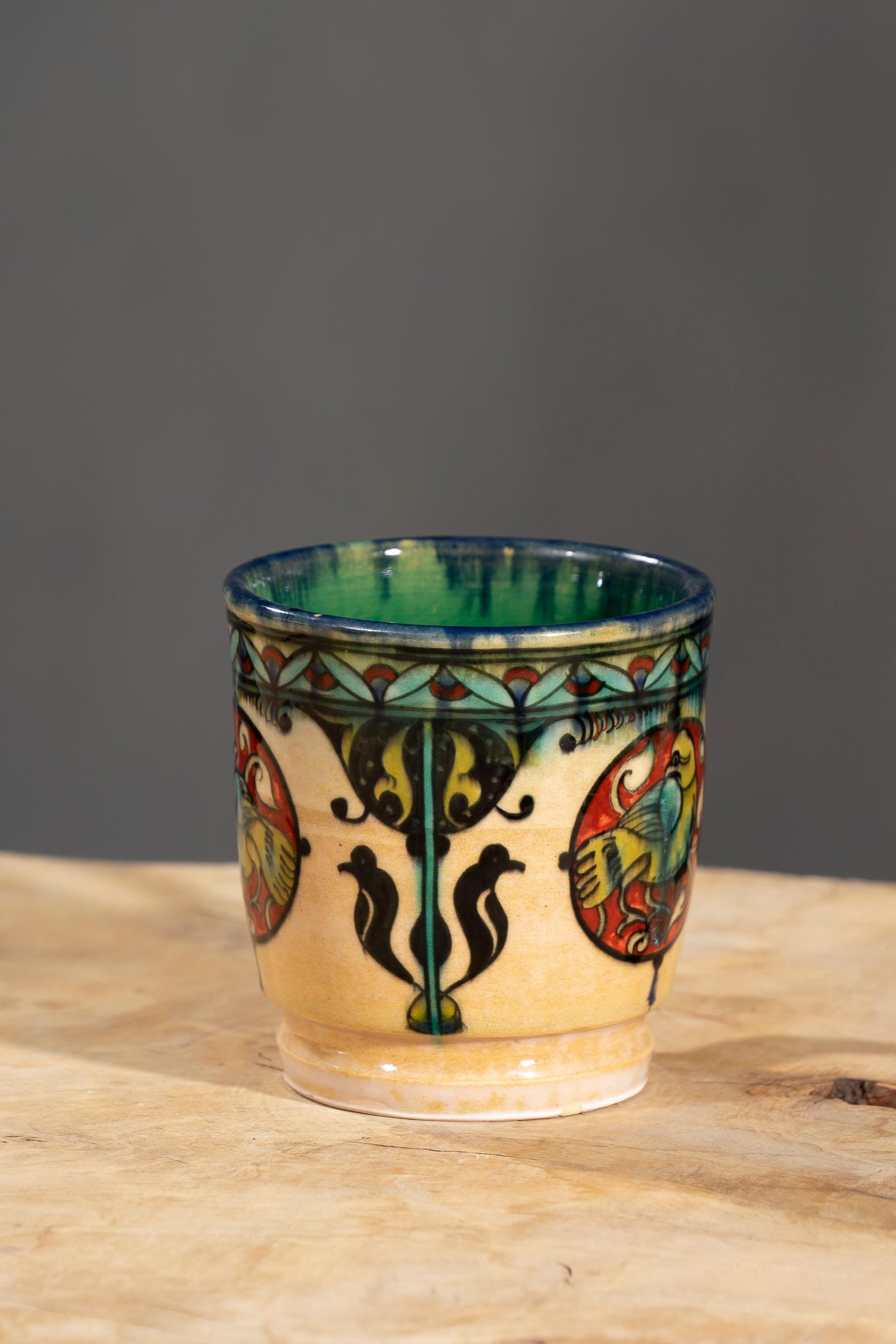 Nishapur Ceramics Hand Painted Large Handel Mug