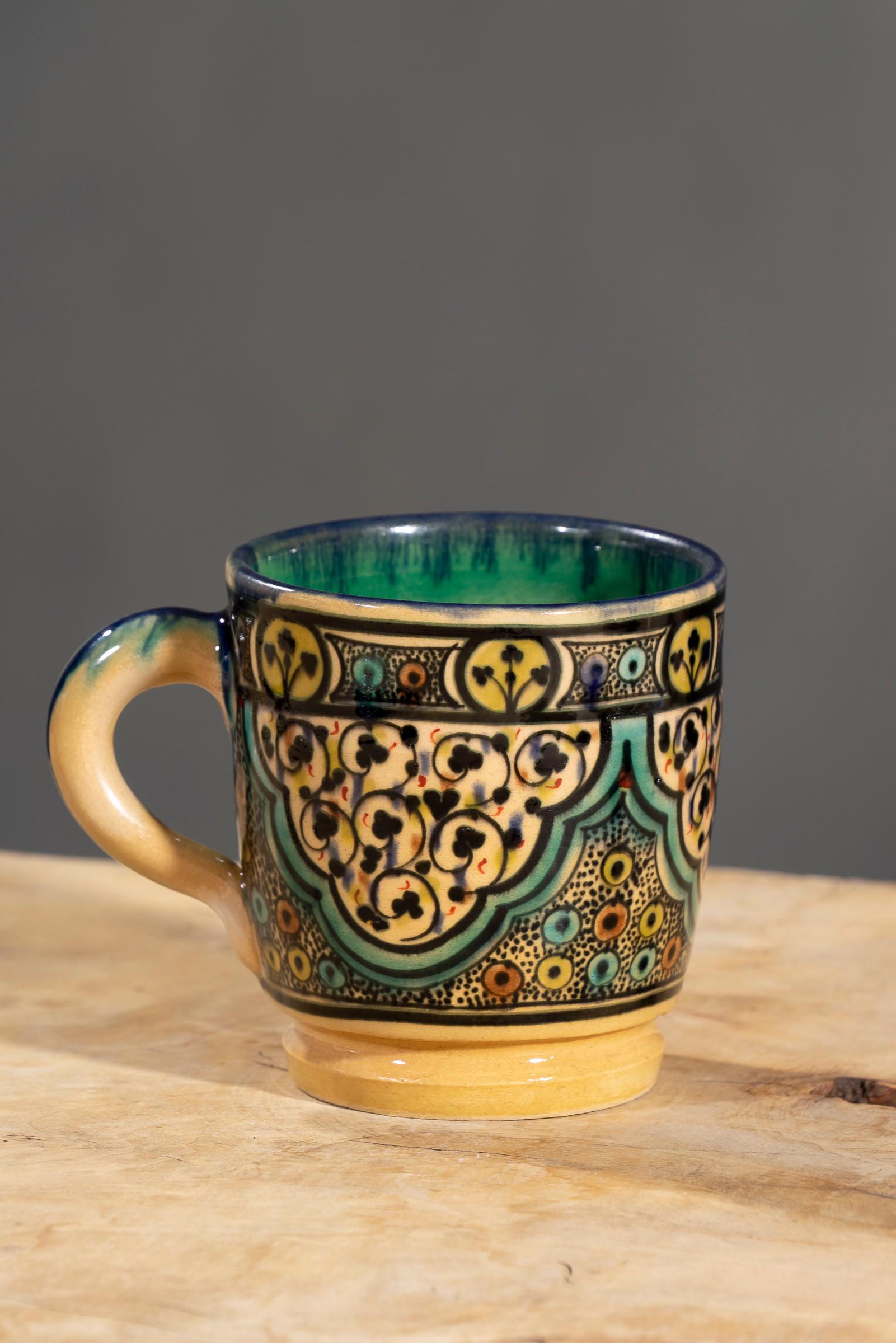 Nishapur Ceramics Hand Painted Large Handel Mug