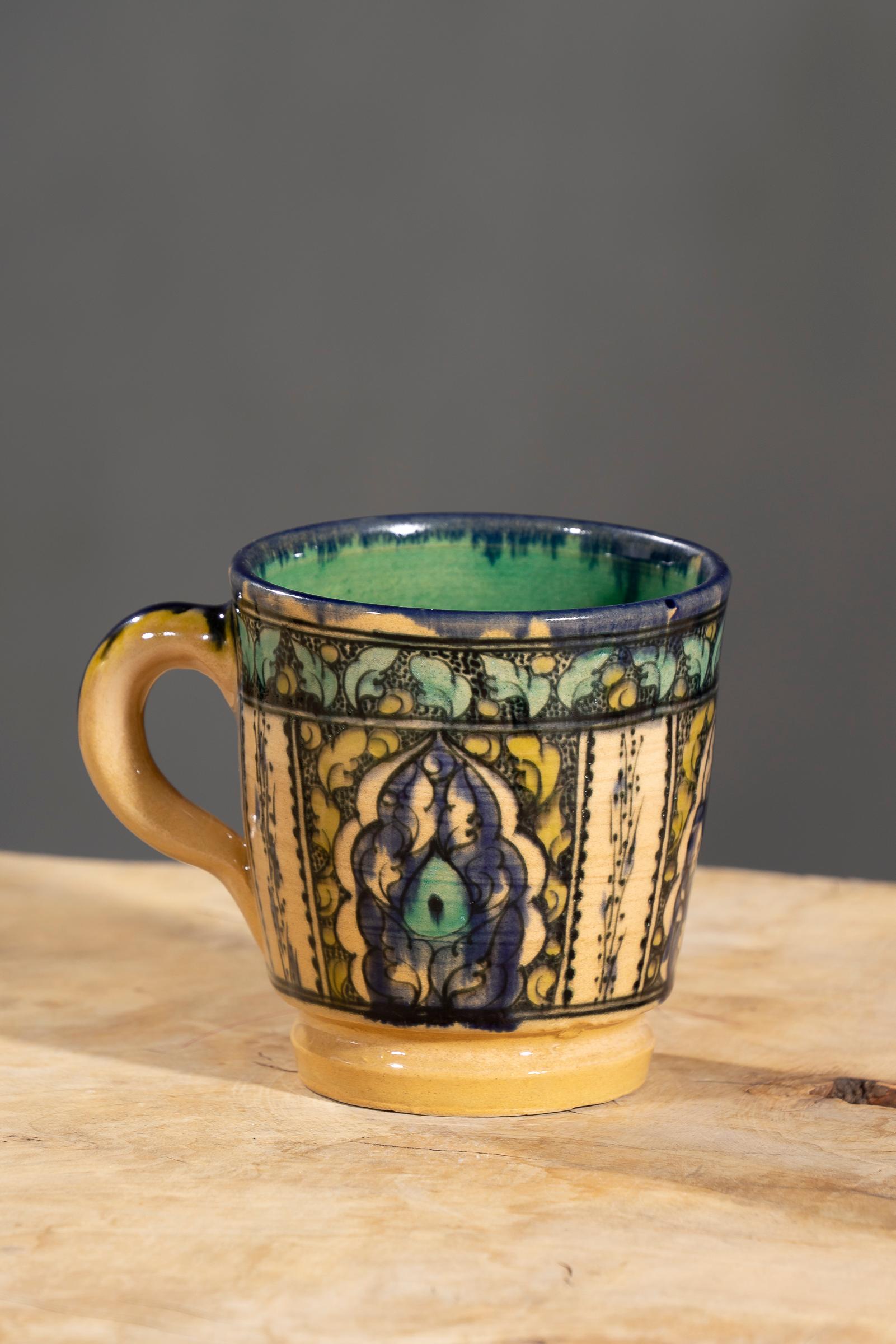 Nishapur Ceramics Hand Painted Large Handel Mug