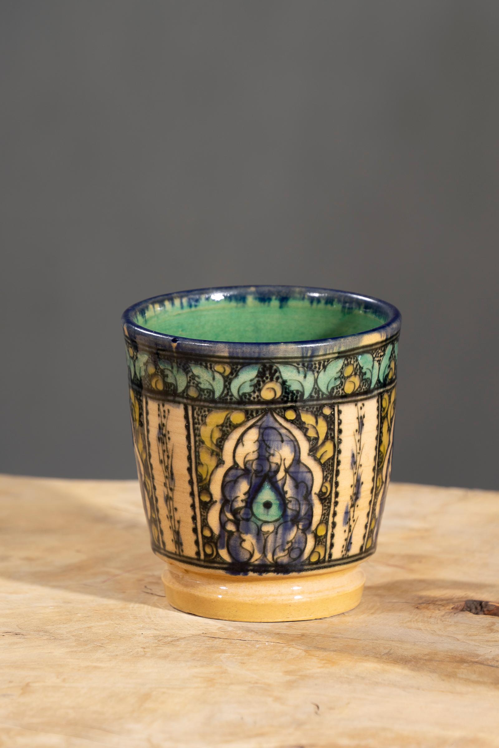 Nishapur Ceramics Hand Painted Large Handel Mug
