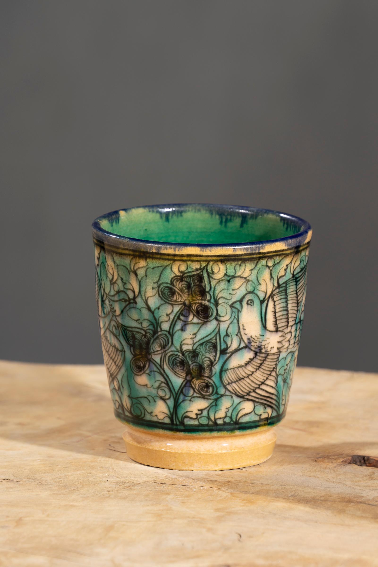 Nishapur Ceramics Hand painted Handled Large Mug