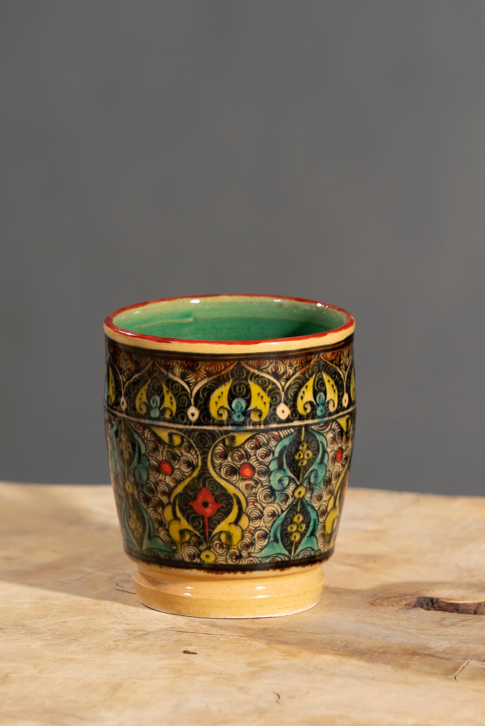 Nishapur Ceramics Hand Painted Handled Large Mug