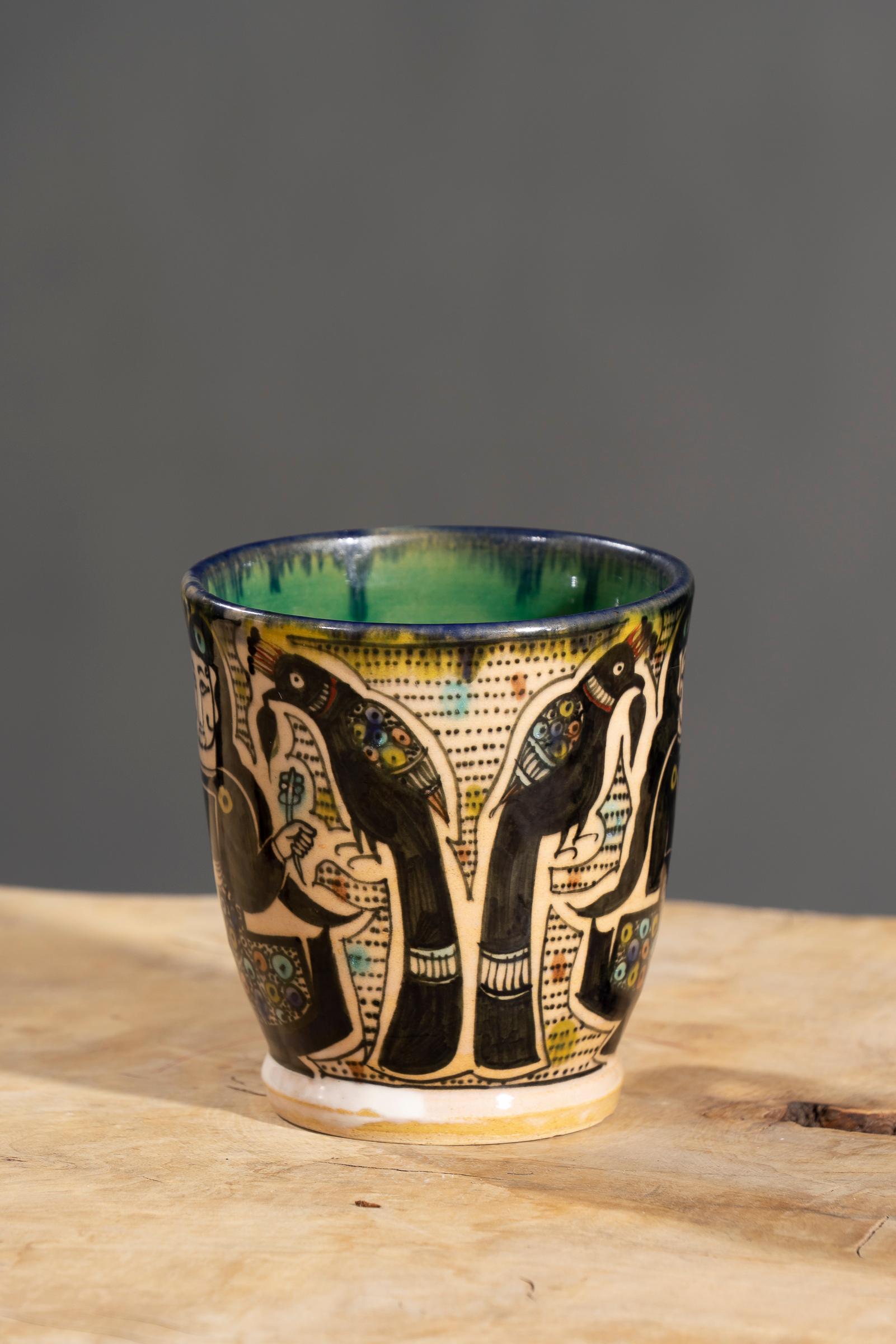 Nishapur Ceramics Hand Painted Handled Large Mug