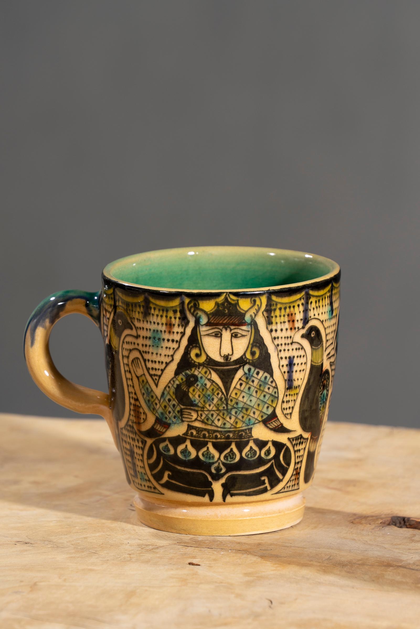 Nishapur Ceramics Hand Painted Handled Large Mug