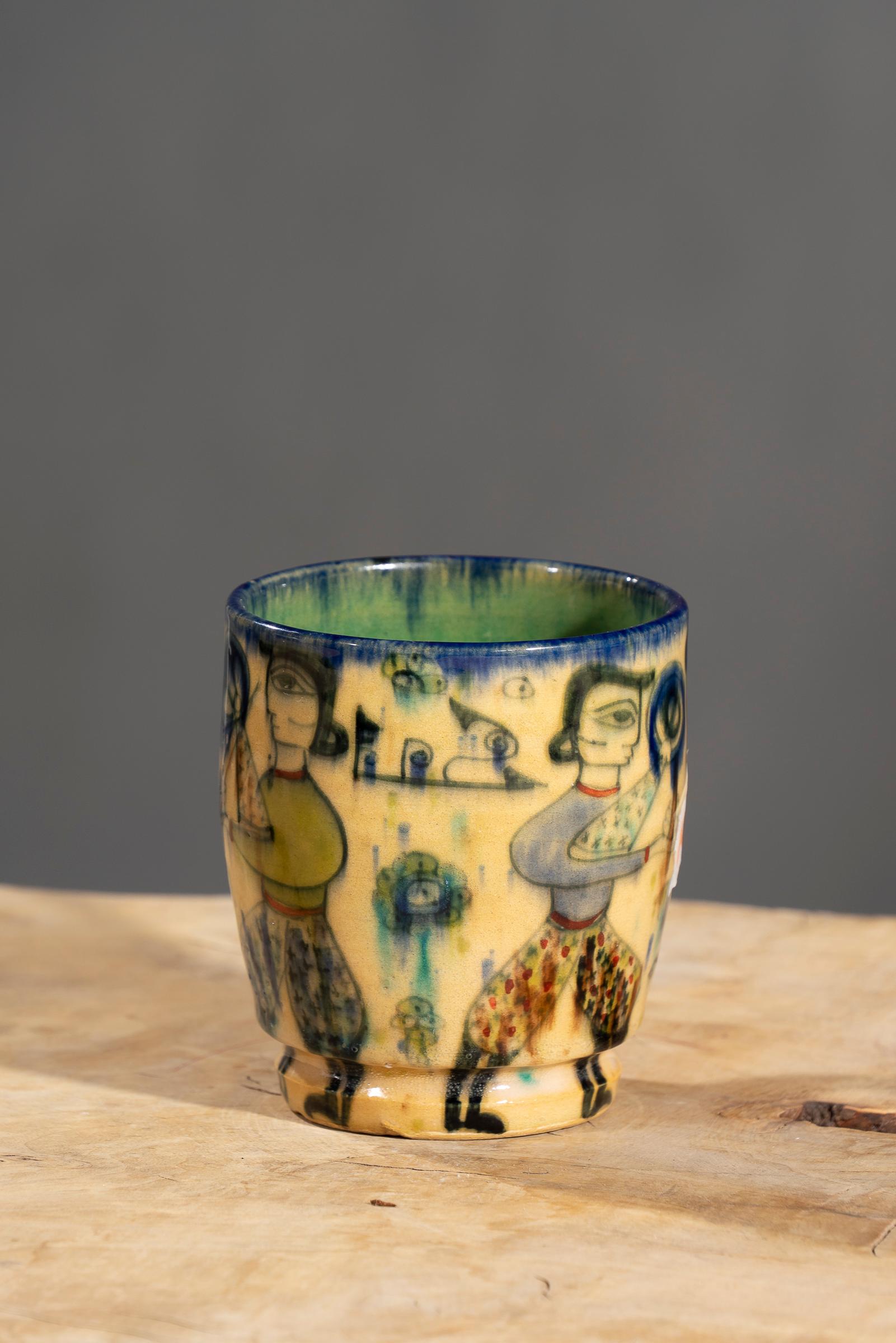 Nishapur Ceramics Hand Painted Handled Large Mug
