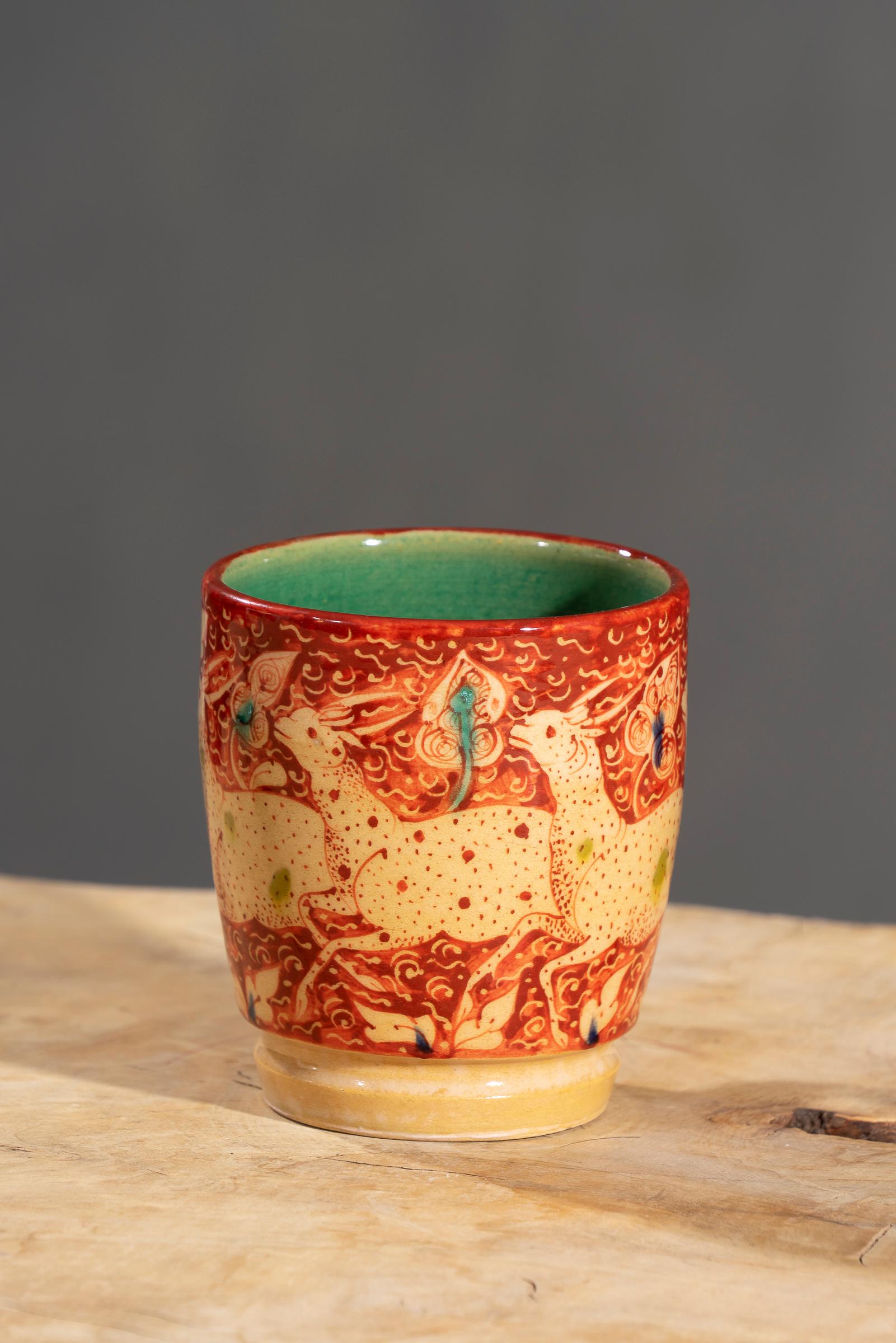 Nishapur Ceramics Hand Painted Handled Large Mug