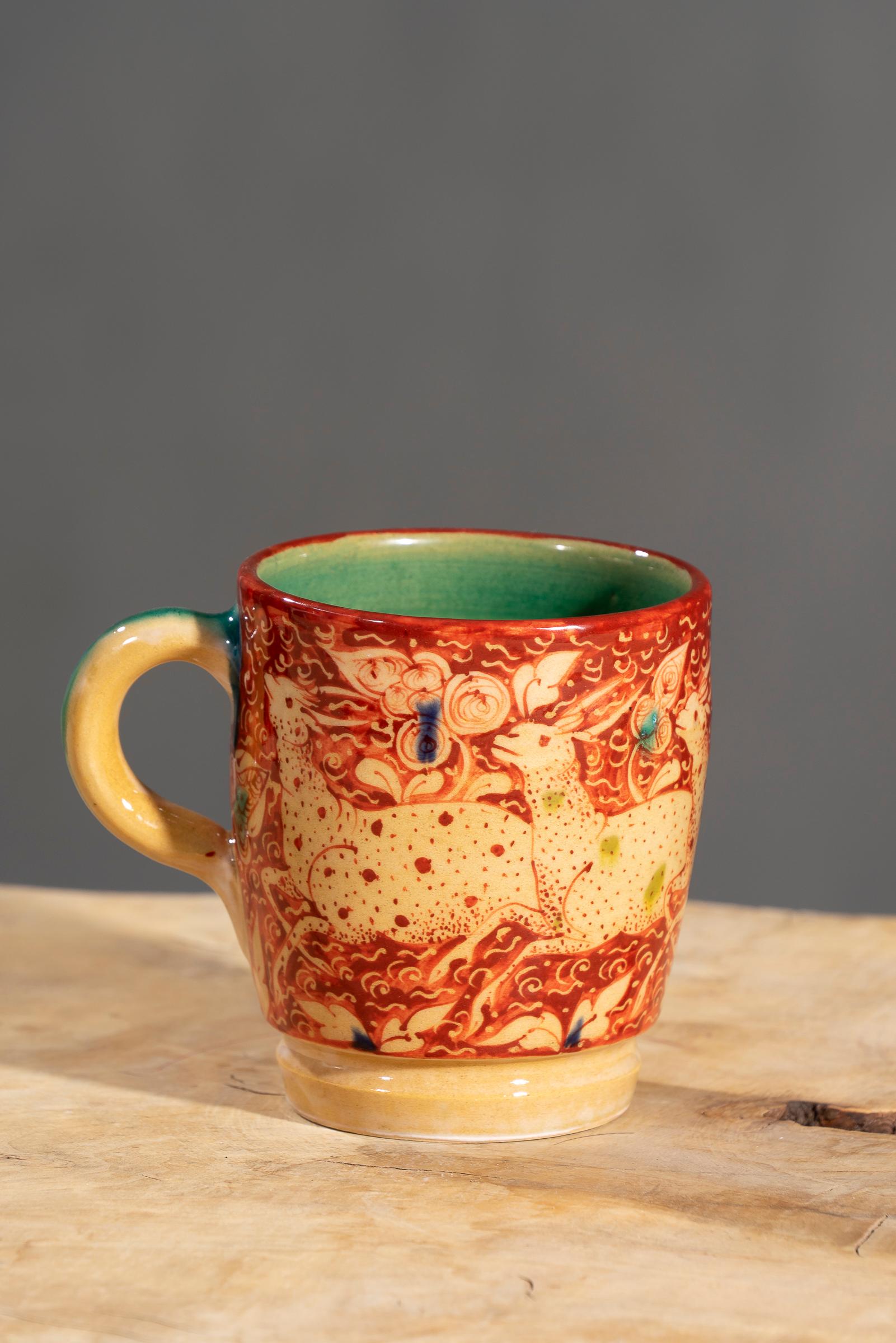 Nishapur Ceramics Hand Painted Handled Large Mug