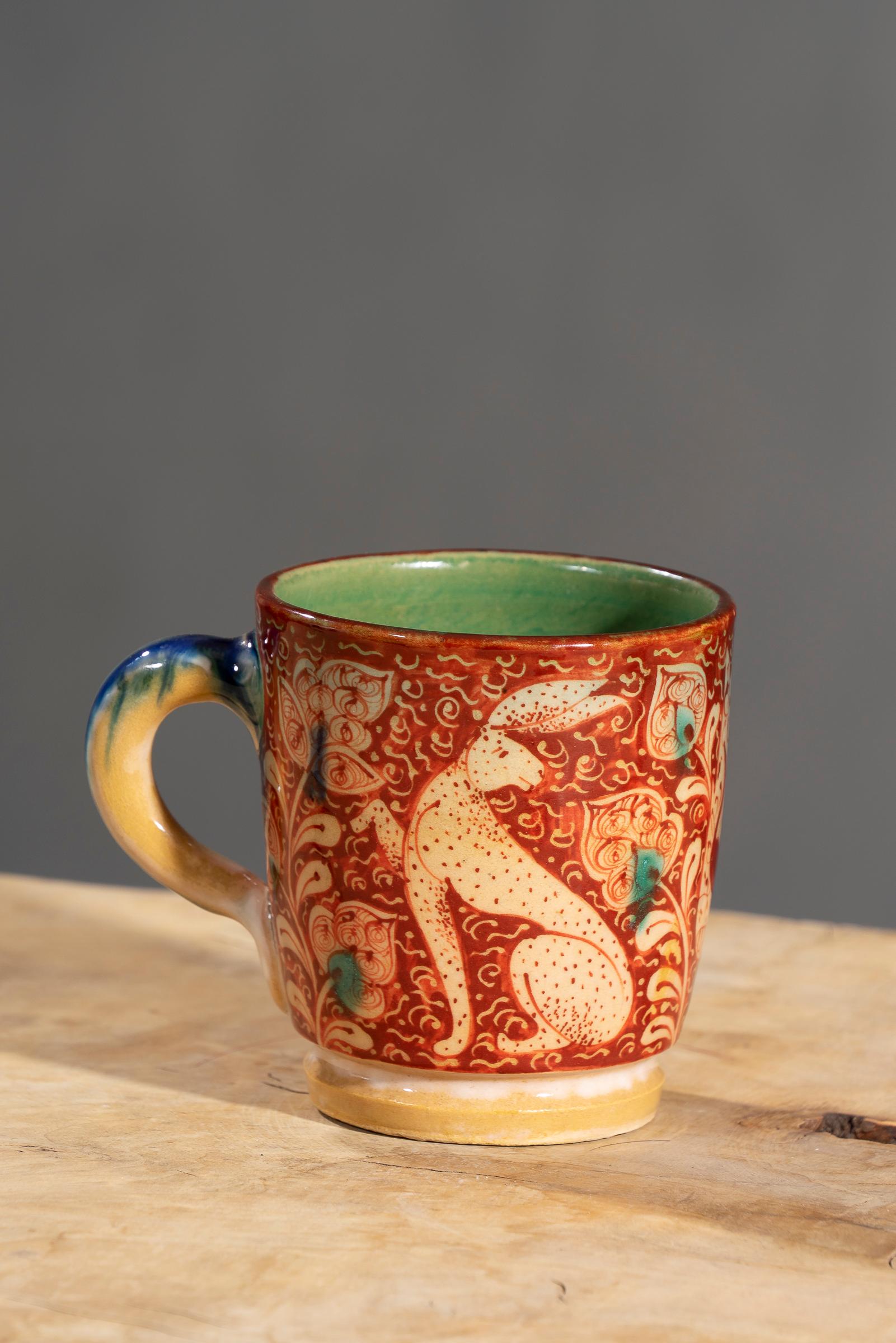 Nishapur Ceramics Hand Painted Handled Large Mug