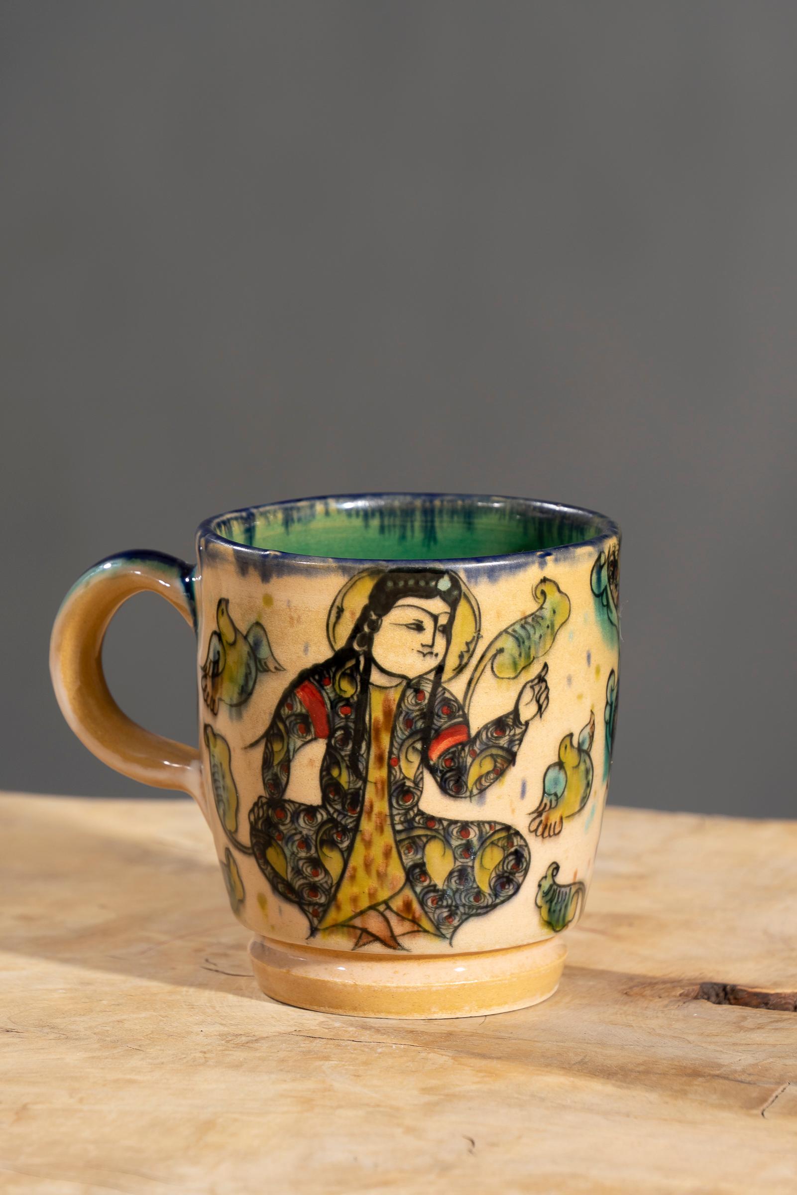 Nishapur Ceramics Hand Painted Handled Large Mug