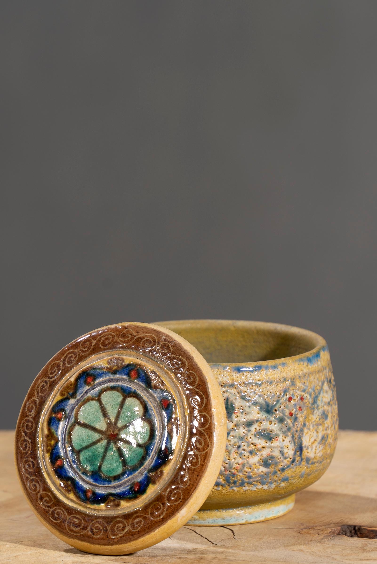 Nishapur Ceramics Hand Painted Sugar Jar