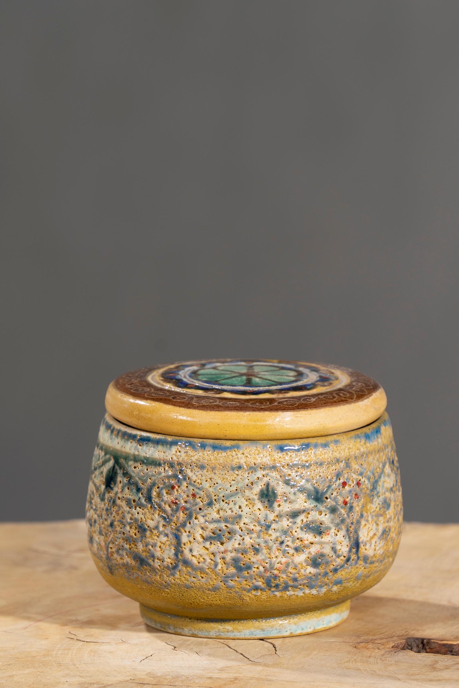 Nishapur Ceramics Hand Painted Sugar Jar