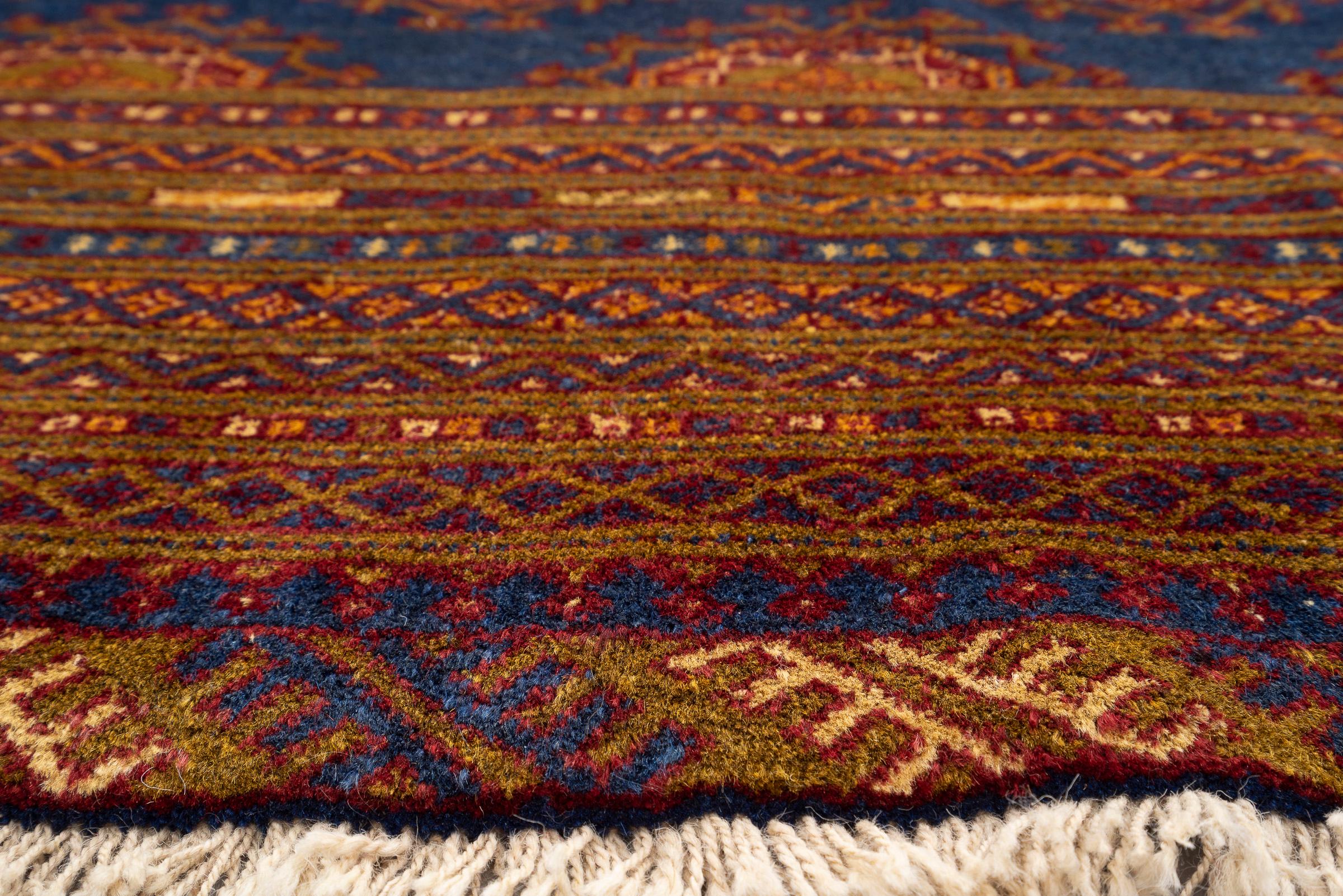 Vintage Torakaman Teal Bukhara Persian Rug 2