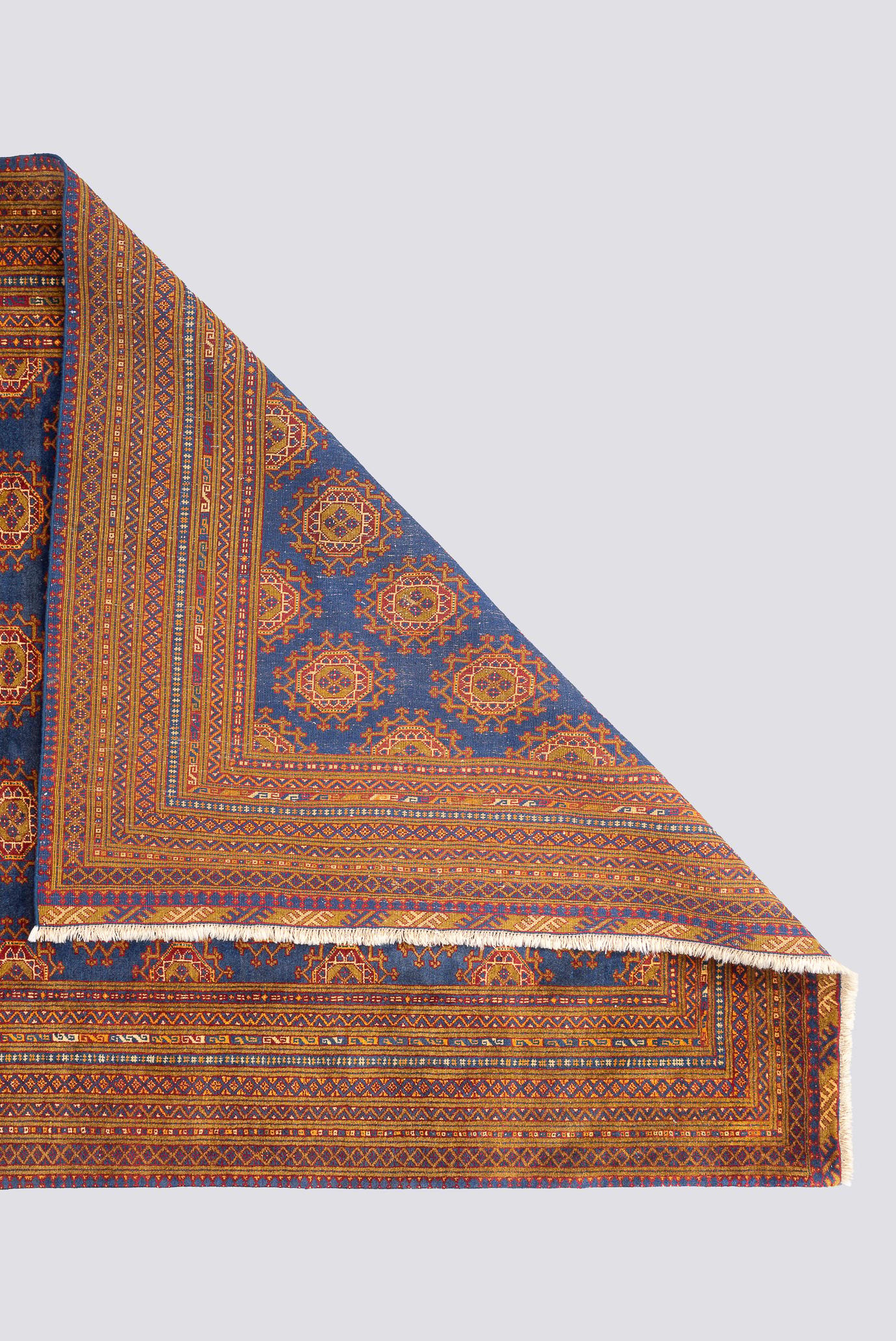 Vintage Torakaman Teal Bukhara Persian Rug 2