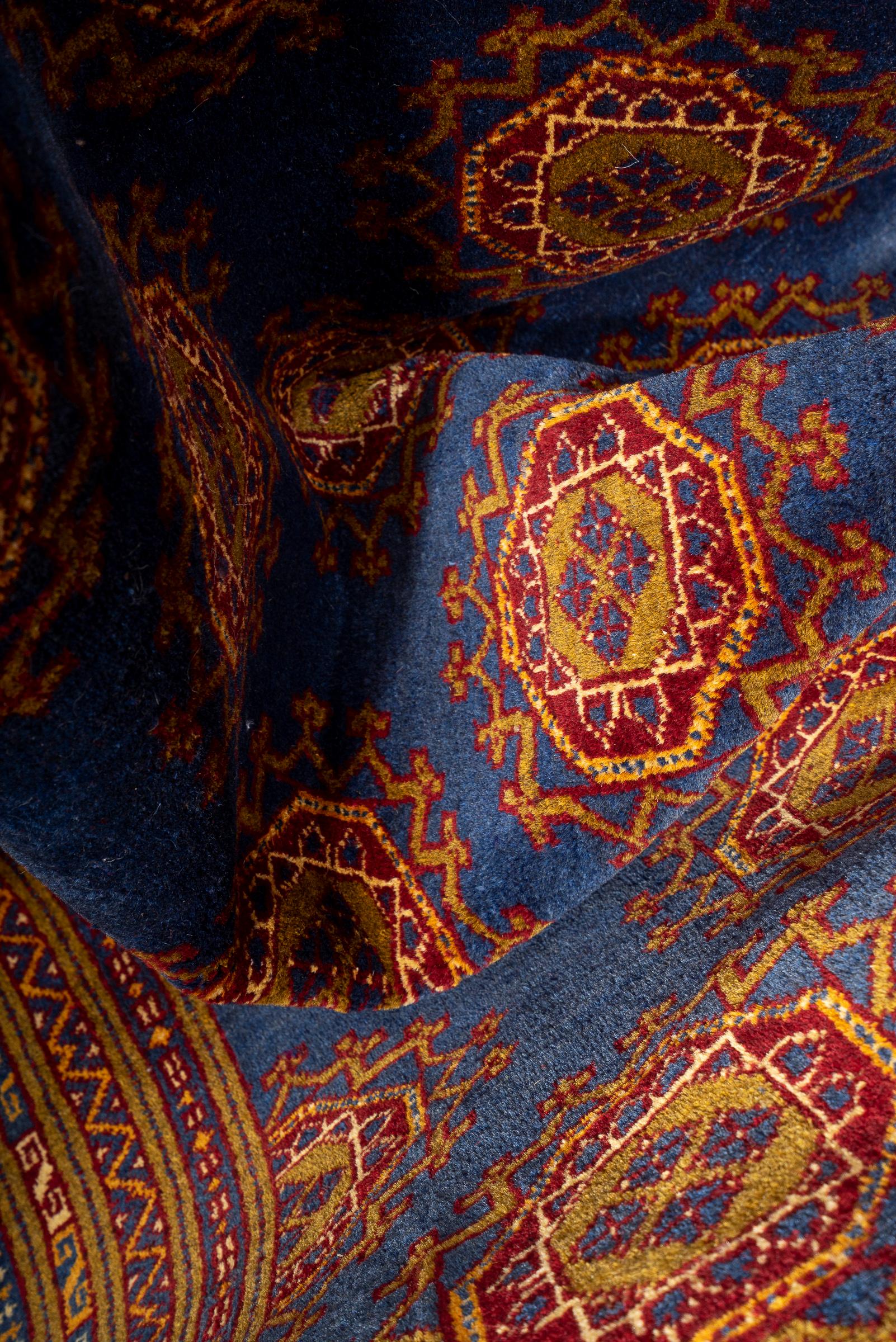 Vintage Torakaman Teal Bukhara Persian Rug 2