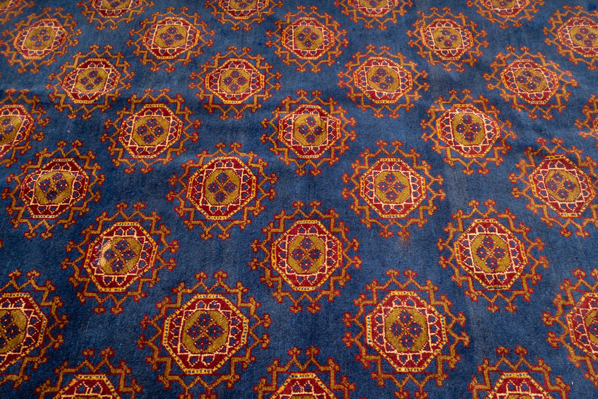 Vintage Torakaman Teal Bukhara Persian Rug 2