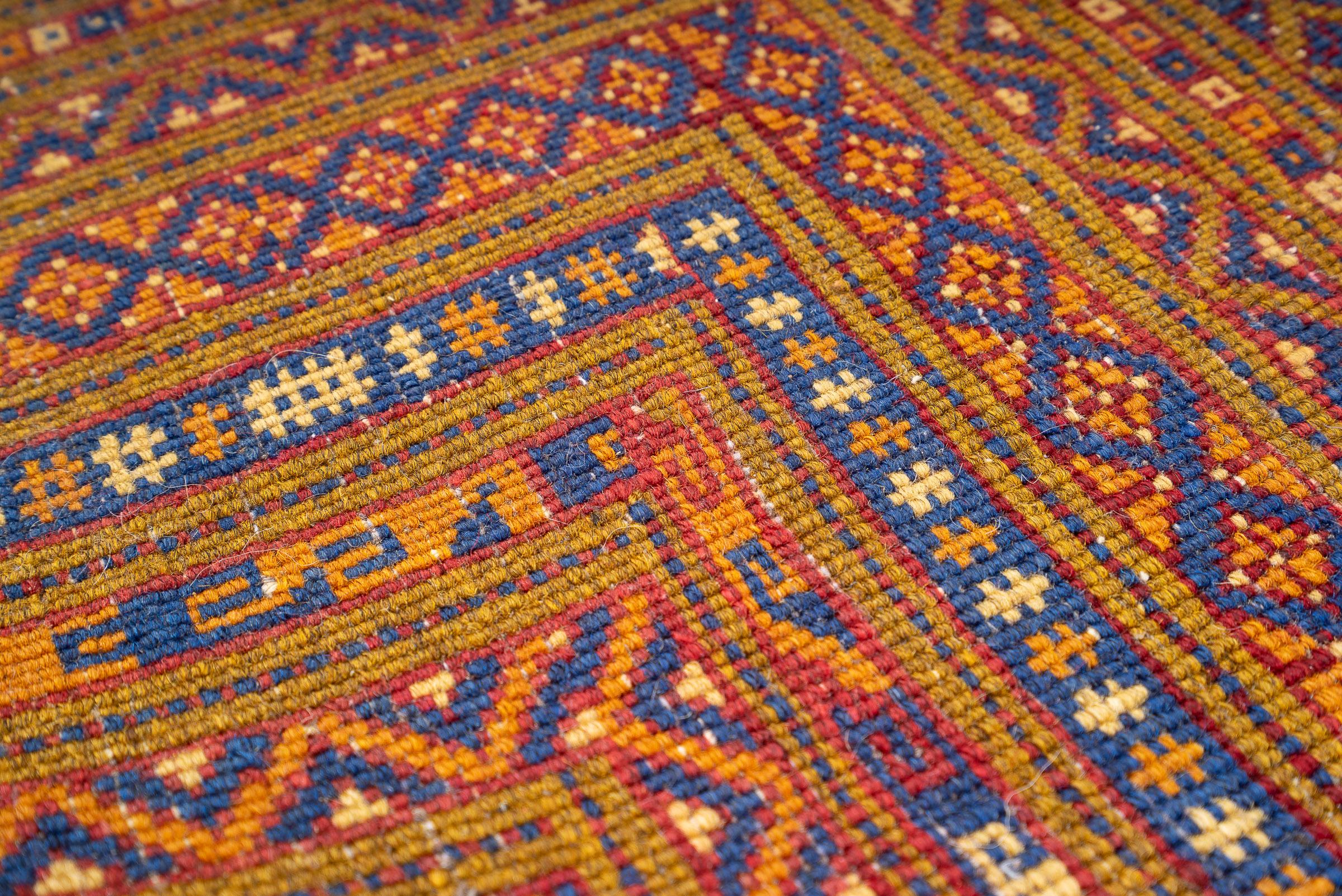 Vintage Torakaman Teal Bukhara Persian Rug 2