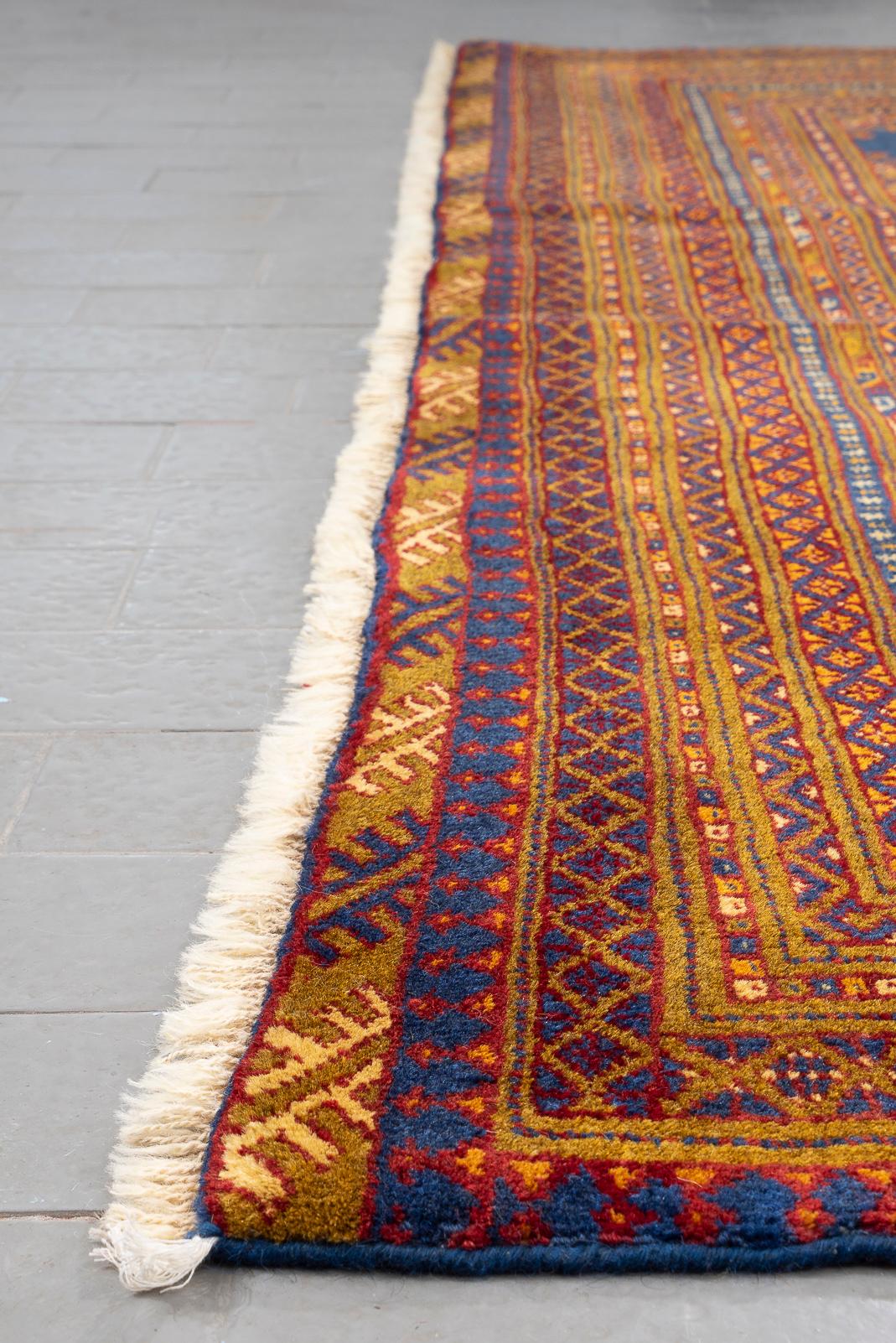 Vintage Torakaman Teal Bukhara Persian Rug 2