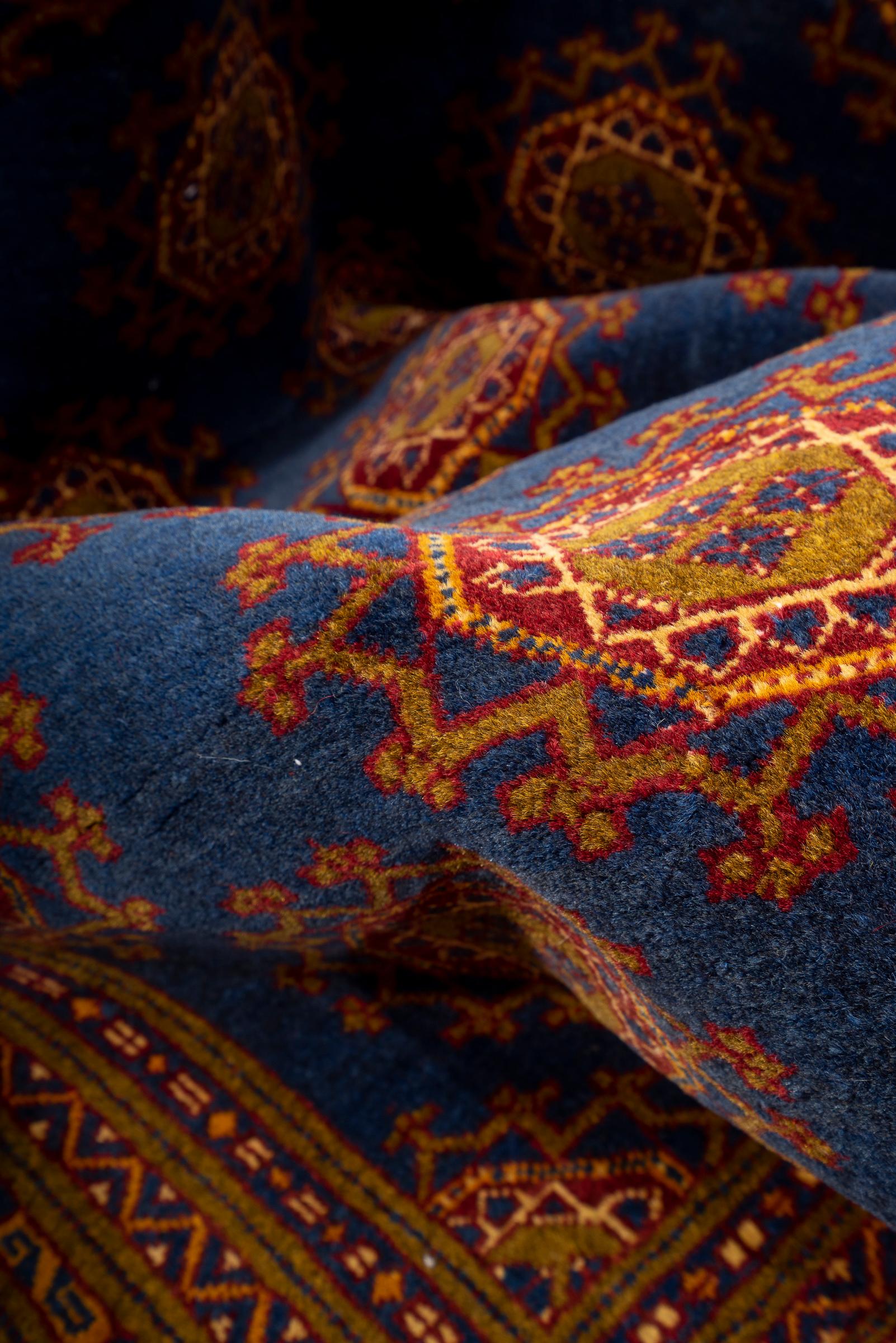 Vintage Torakaman Teal Bukhara Persian Rug 2