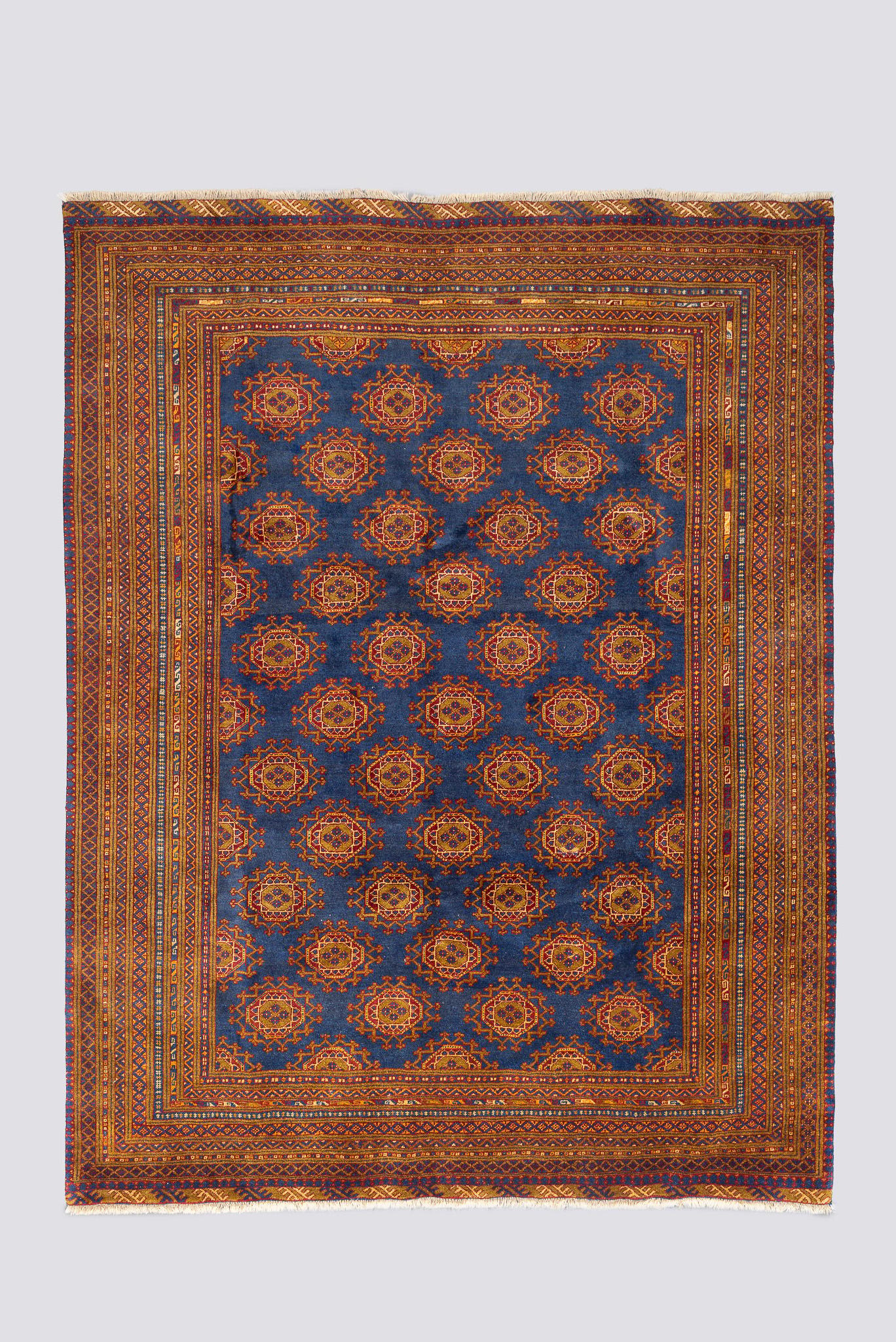 Vintage Torakaman Teal Bukhara Carpet 2 5.4SQM