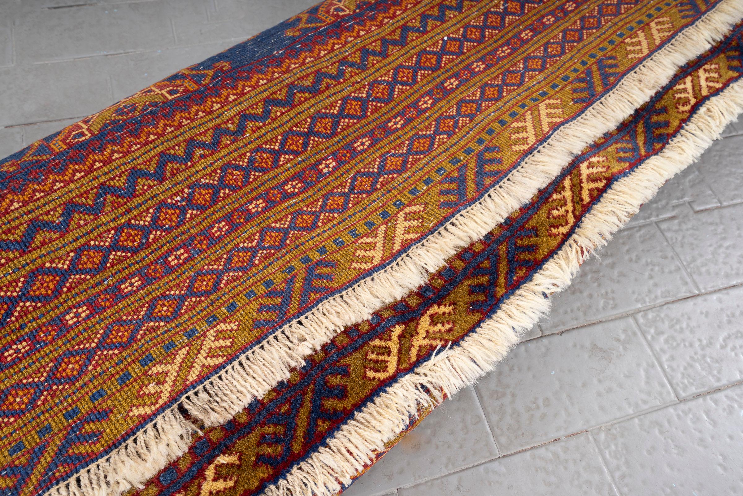 Vintage Torkaman Teal Bukhara Persian Rug