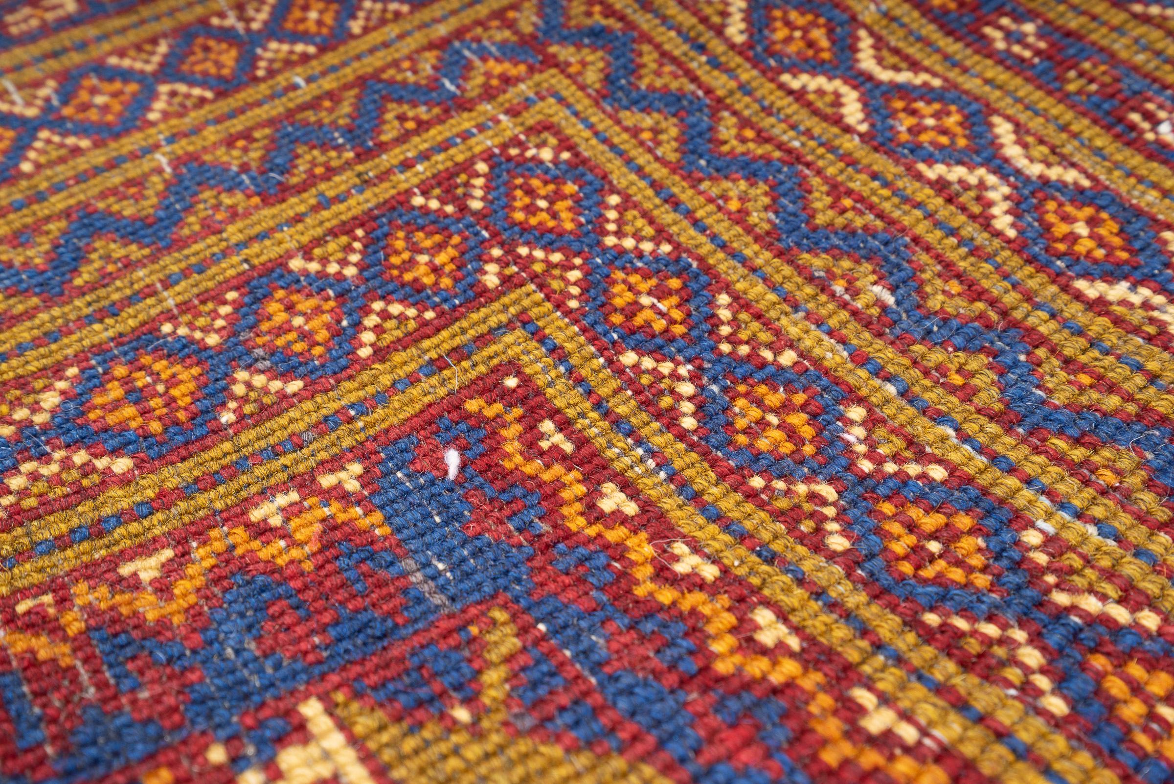 Vintage Torkaman Teal Bukhara Persian Rug