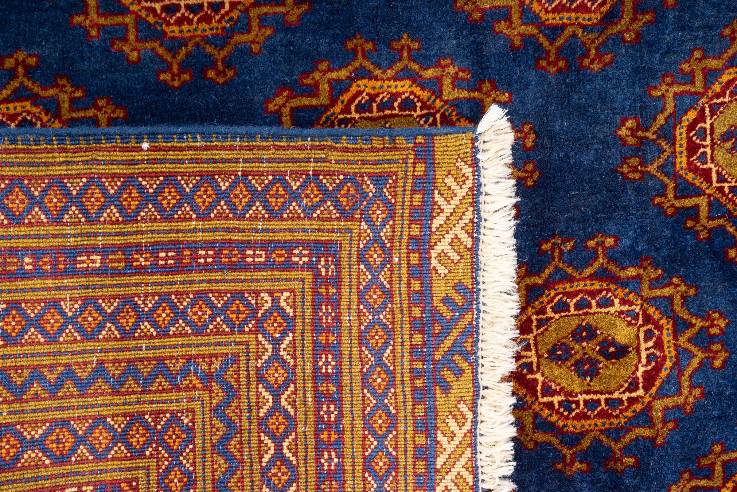 Vintage Torkaman Teal Bukhara Persian Rug
