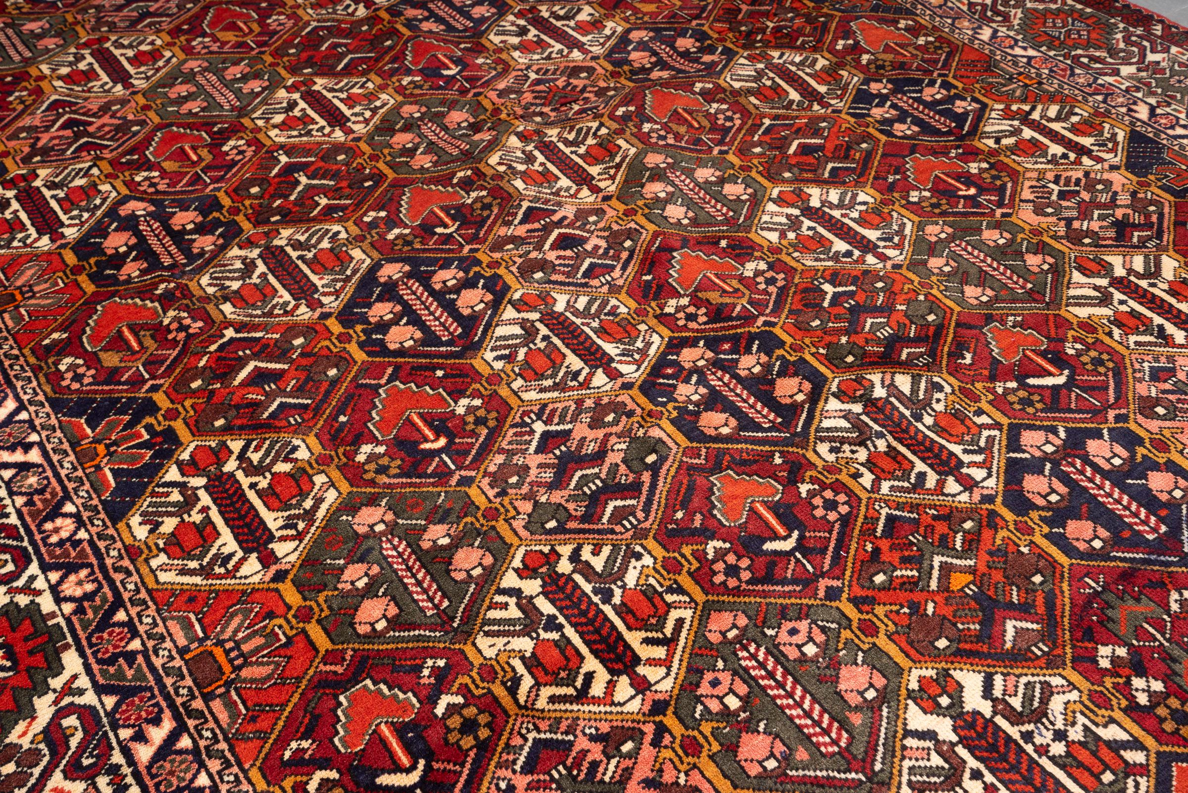 Vintage Fine Bakhtiari Lattices Persian Rug